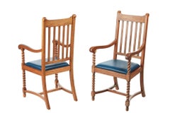 Quality Set of Eight Antique Oak Dining Chairs