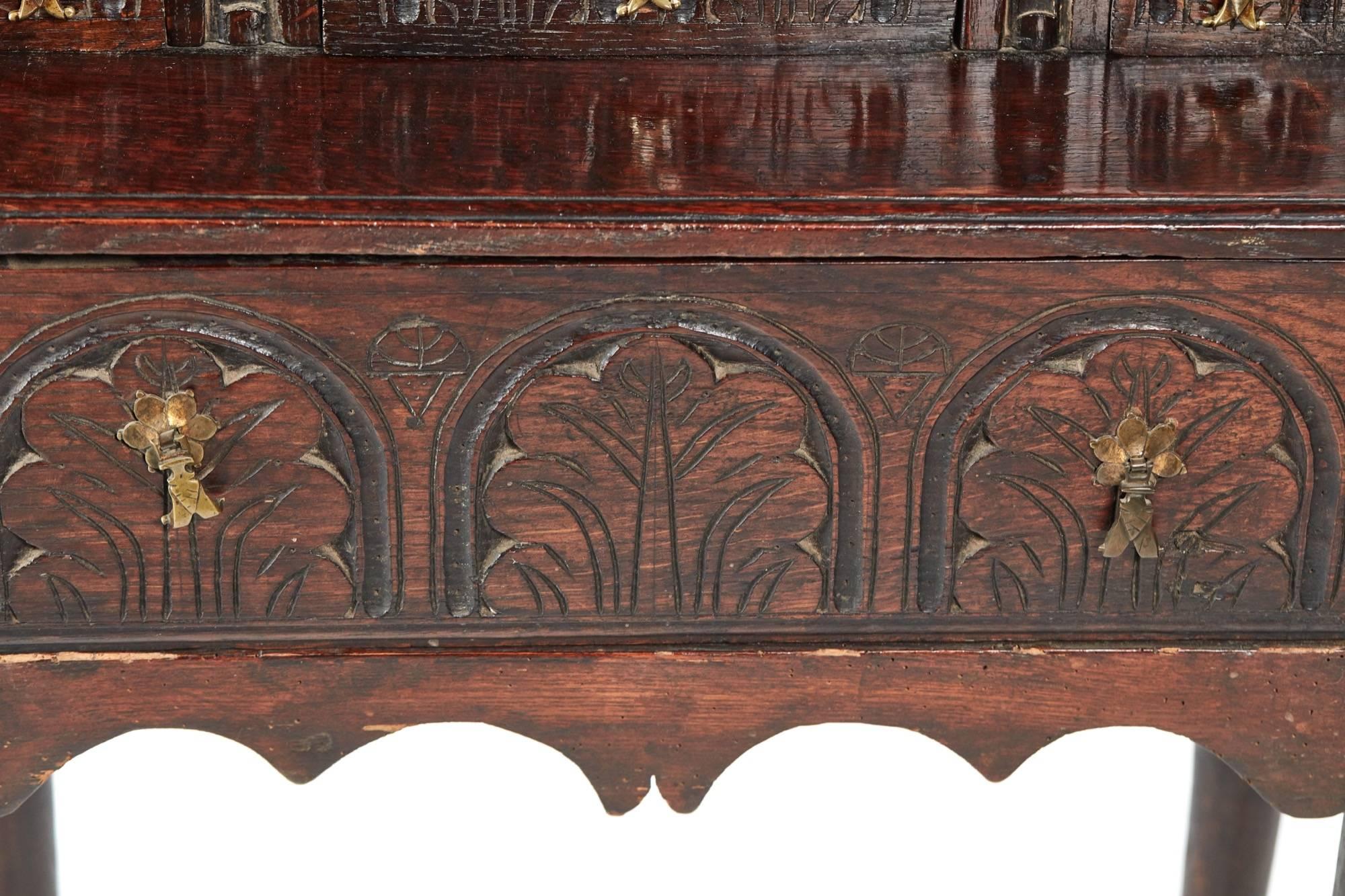George III Small Antique Carved Oak Cupboard