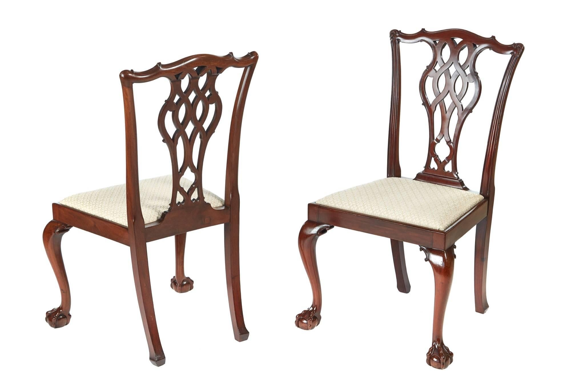 Victorian Fine Quality Set of Six Mahogany Chippendale Style Dining Chairs