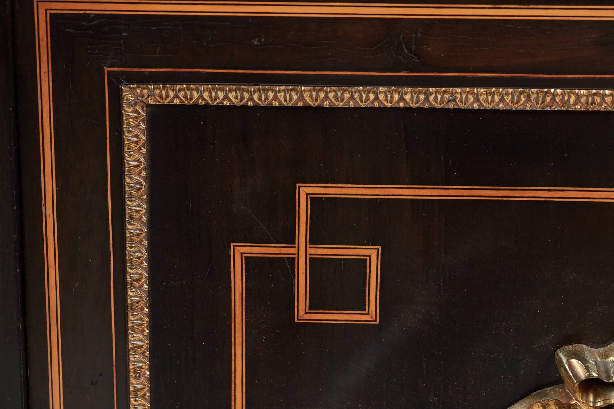 Fine French Ebonised and Amboyna Credenza with Large Sevres Style Plaque For Sale 1