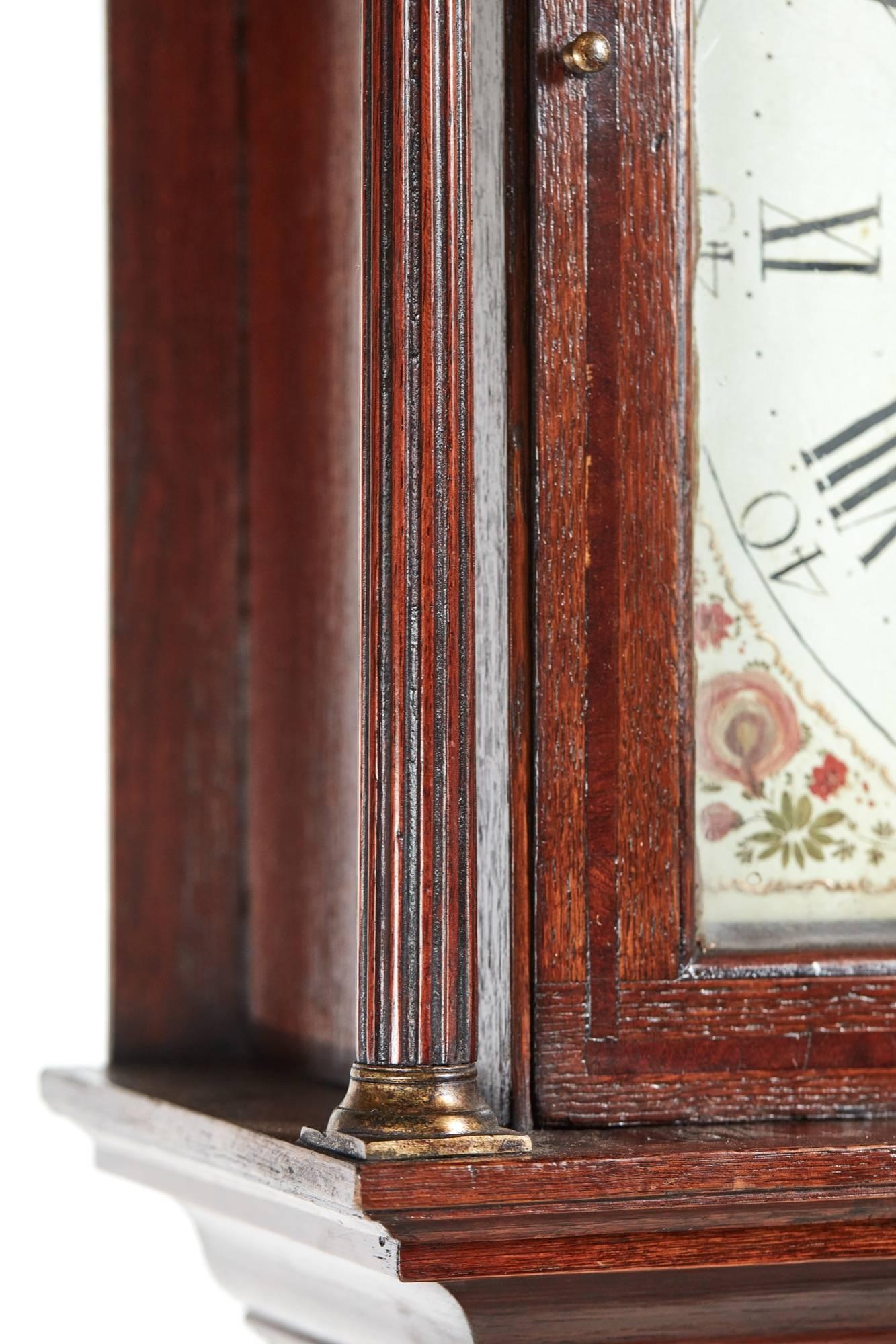 European George III Oak and Mahogany 8 Day Grandfather Clock