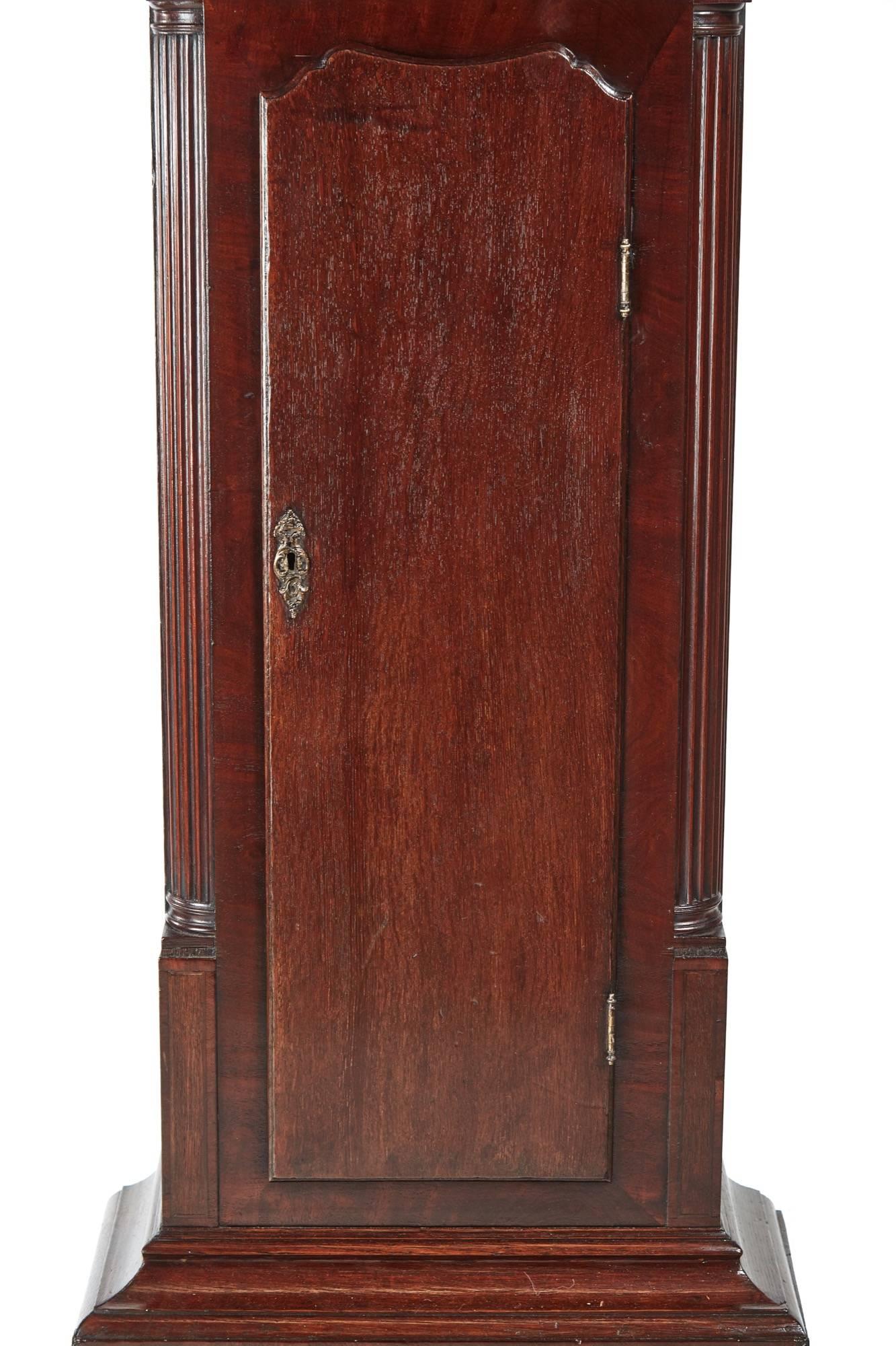 George III Oak and Mahogany 8 Day Grandfather Clock In Excellent Condition In Stutton, GB