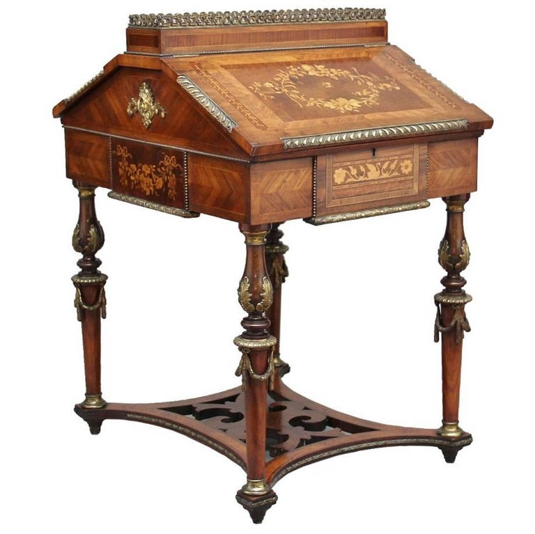 French Kingwood Miniature Partners Desk At 1stdibs