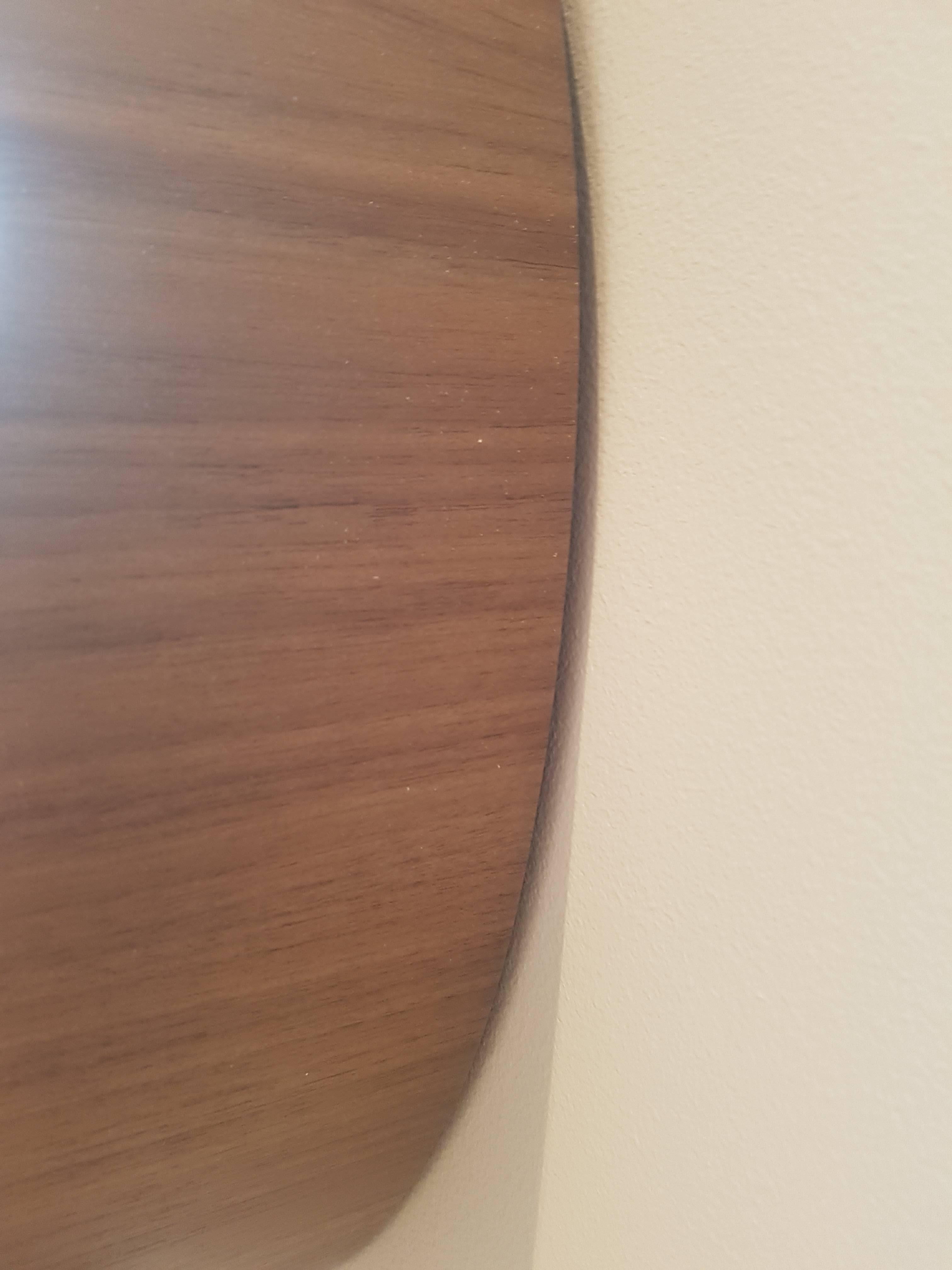 Hand-Crafted Round Backlit Wall Mirror with Led Light in Walnut For Sale