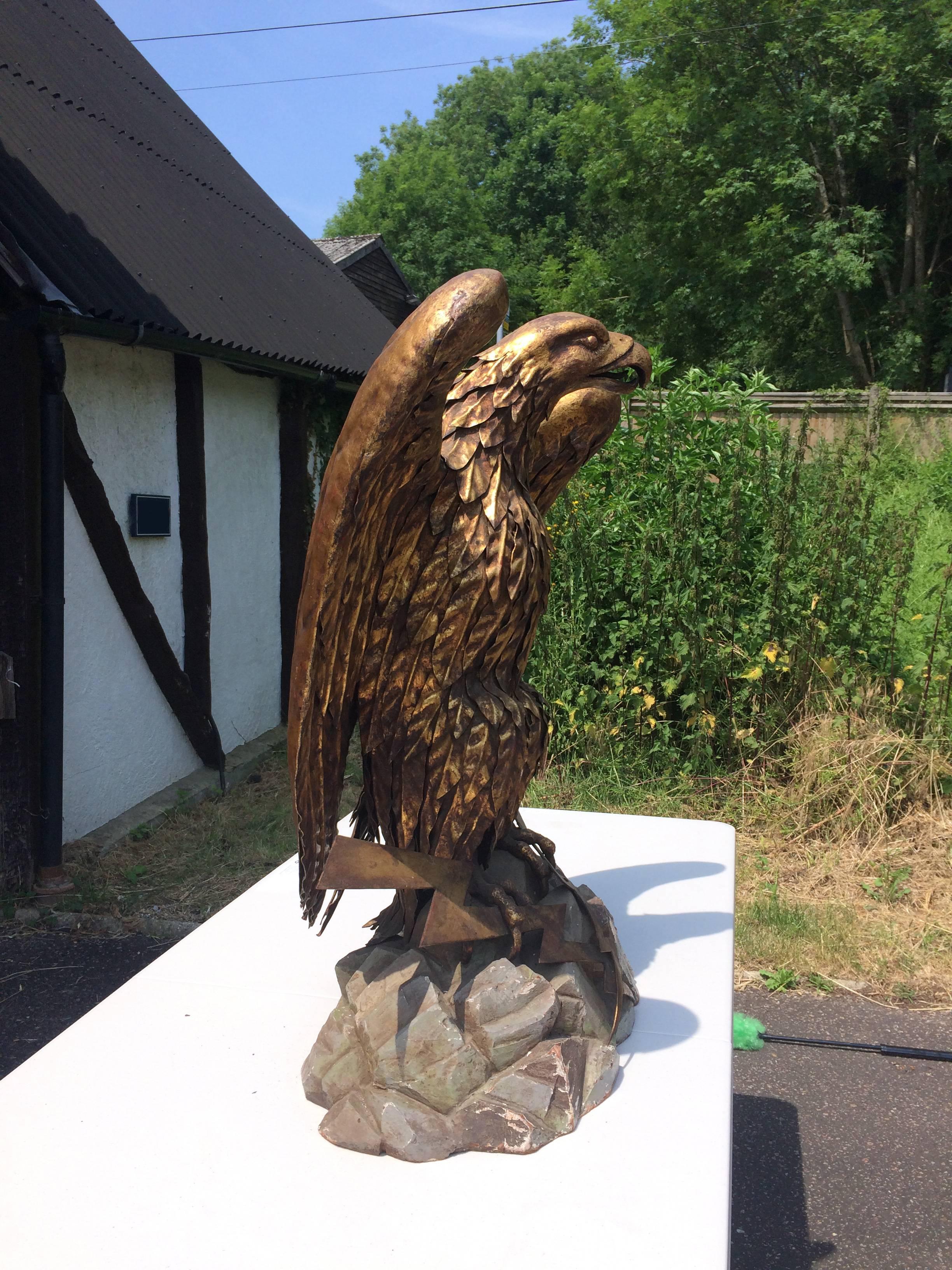 Patinated Eagle Sculpture by S. Salvadori For Sale