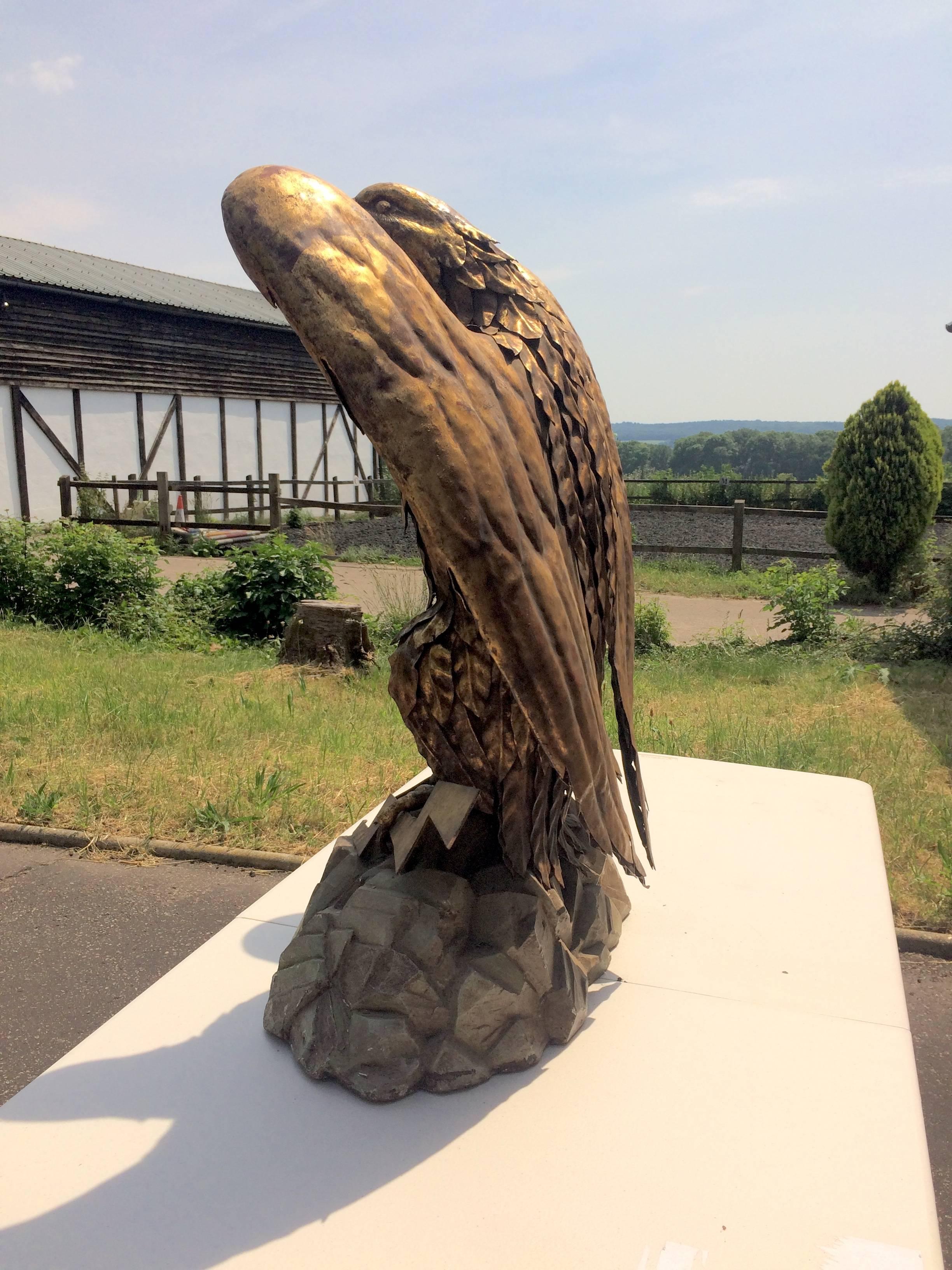 Metal Eagle Sculpture by S. Salvadori For Sale