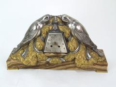 Bronze Clock Set by Merlat, circa 1925