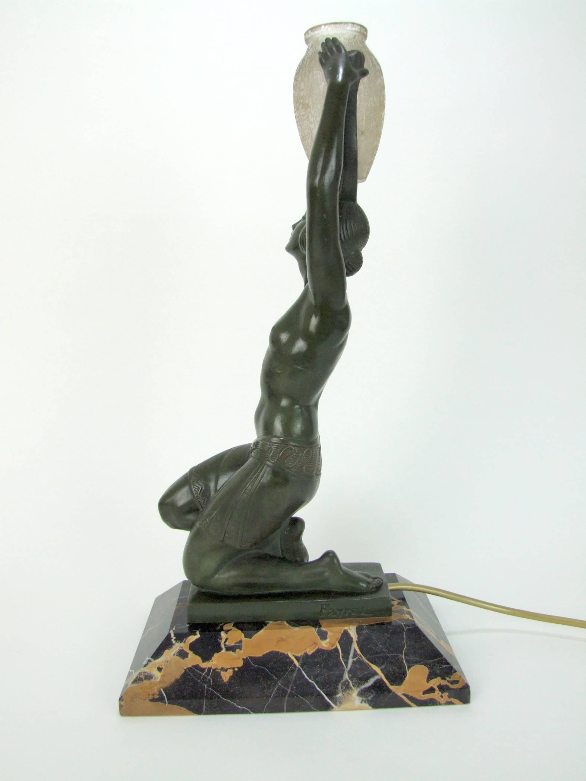 Art Deco Vers L'oasis, A Table Lamp by Le Faguays For Sale
