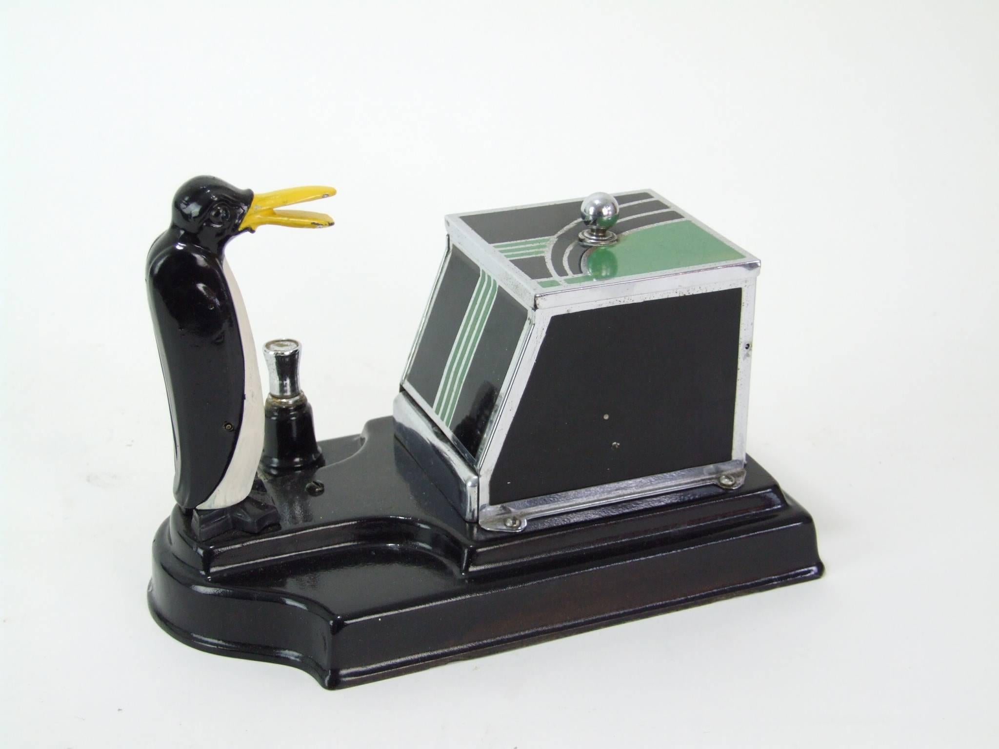 North American Pick-a-Cig Penguin Smokers Box For Sale