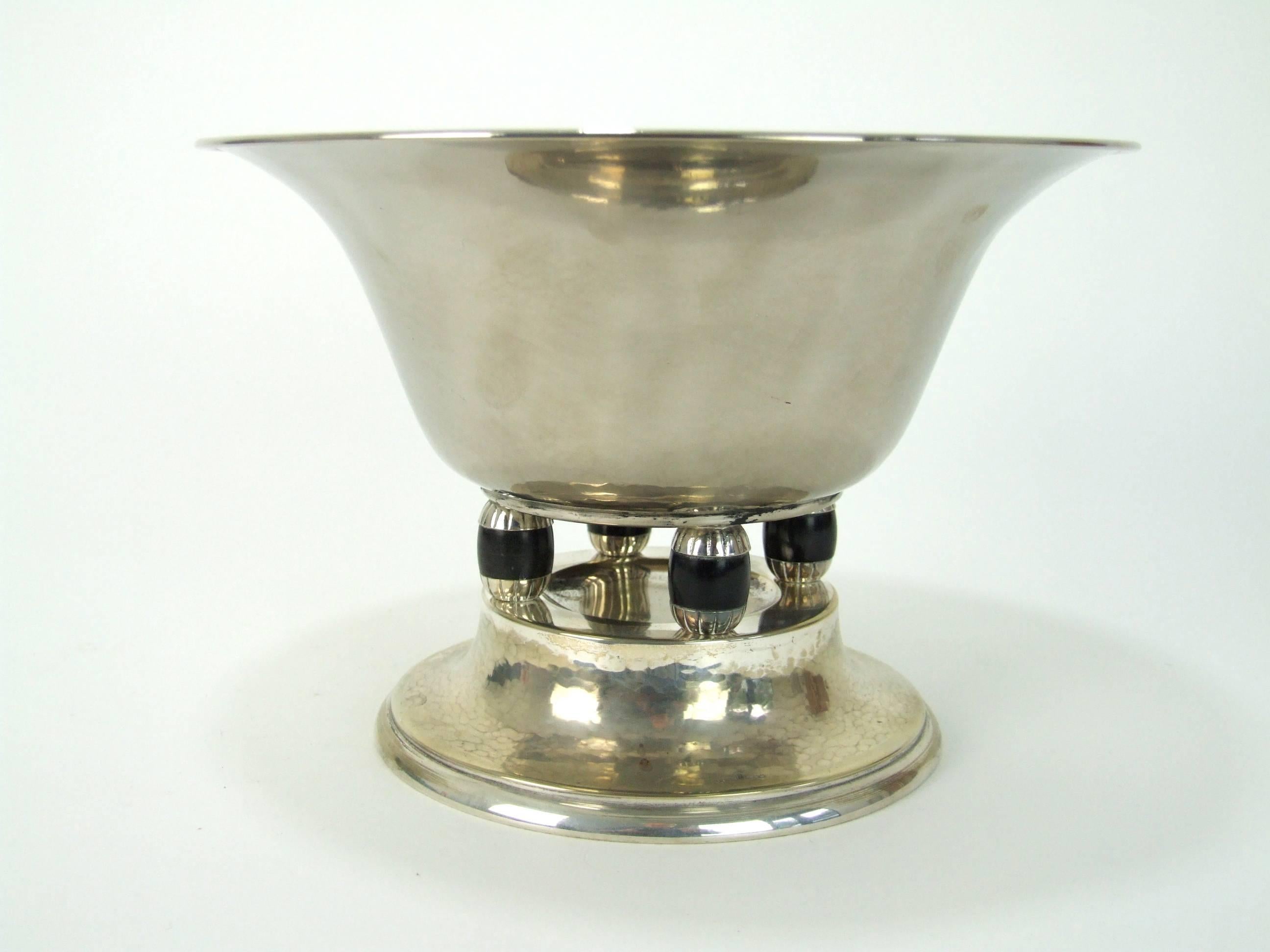 French Modernist Tapped Metal Fruit Bowl For Sale