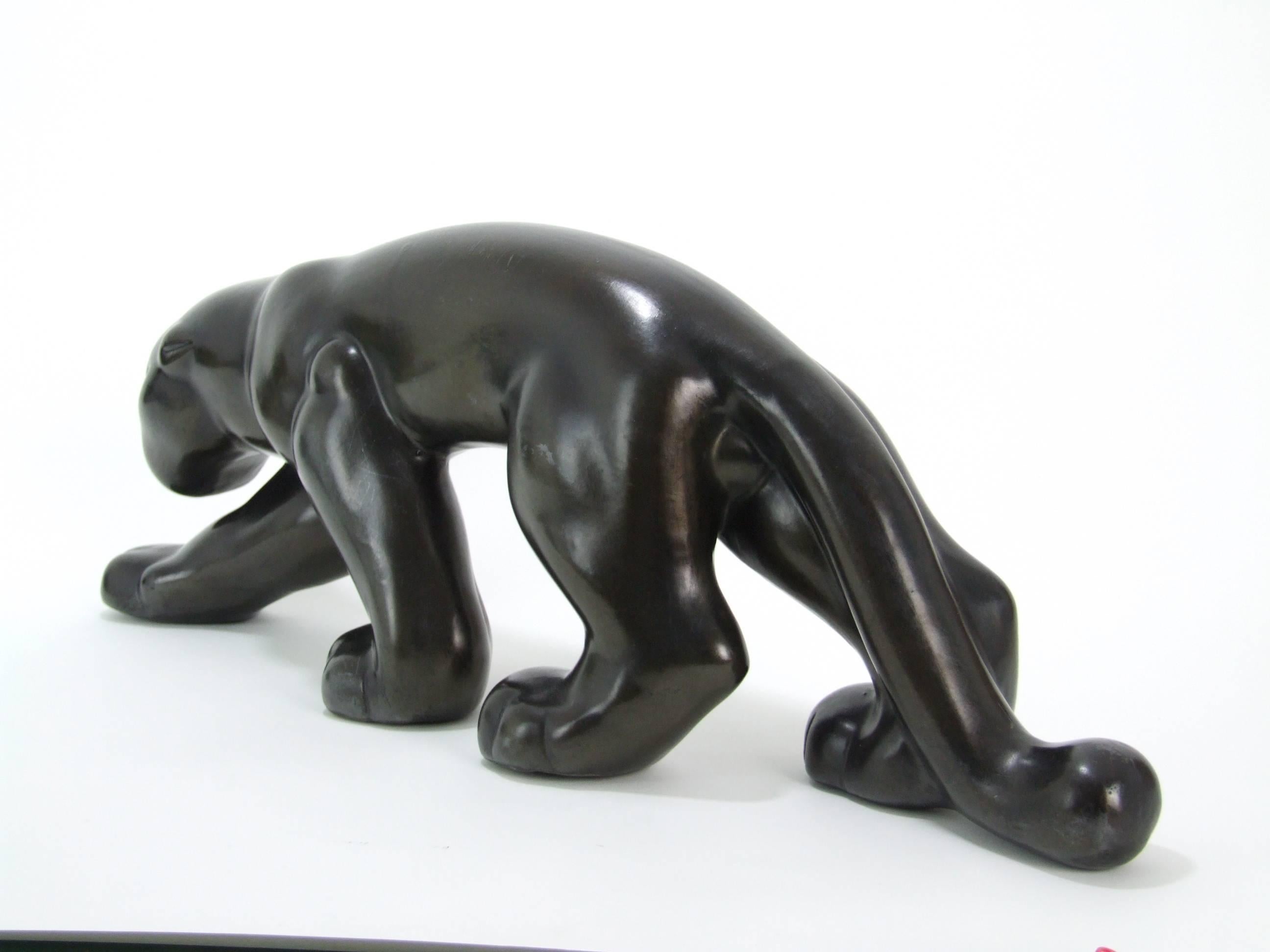 French Rare Art Deco Ceramic Panther Noire by Primavera, circa 1940