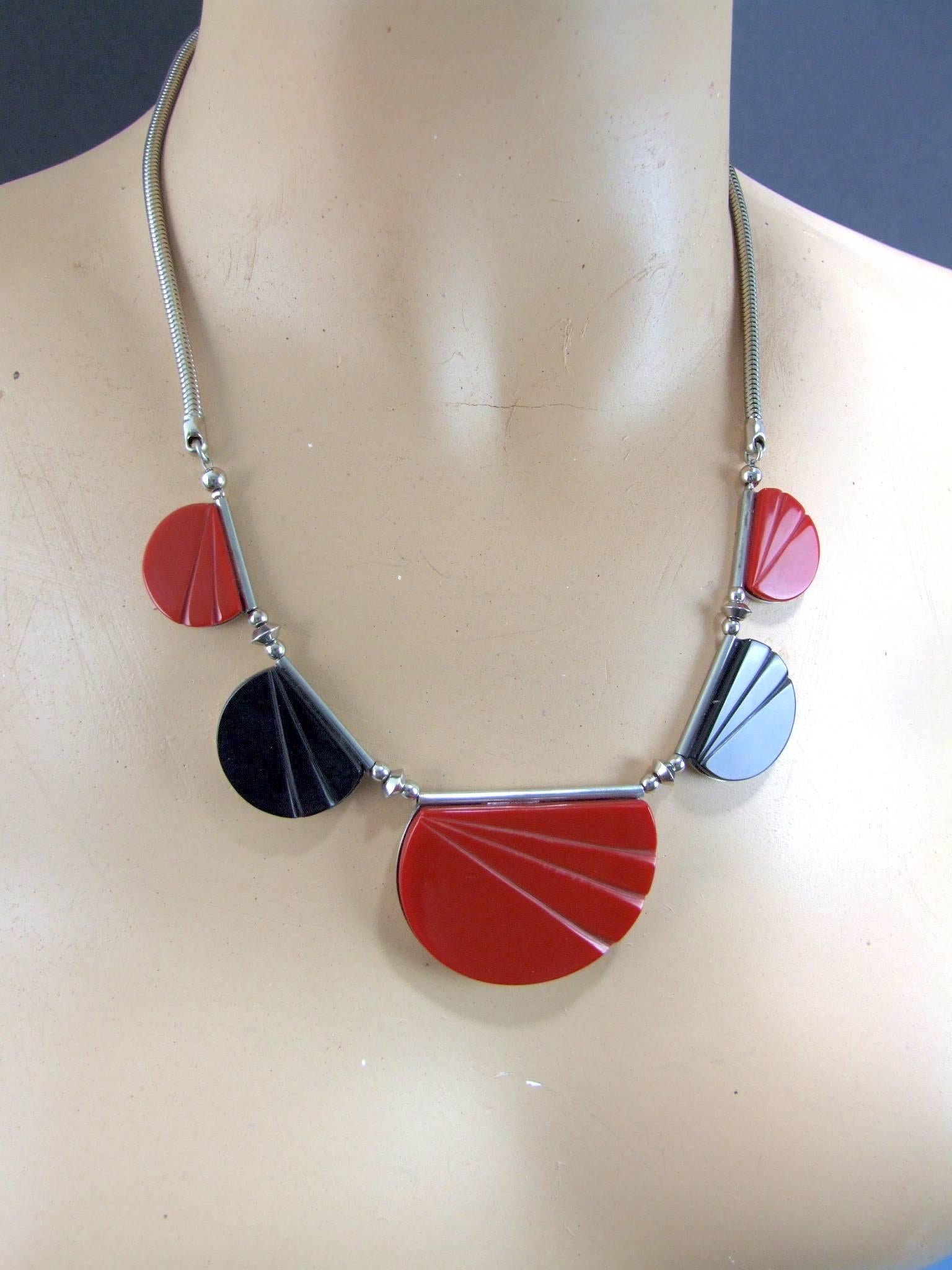 Mid-20th Century Modernist Art Deco Necklace by Jakob Bengel, circa 1930 For Sale