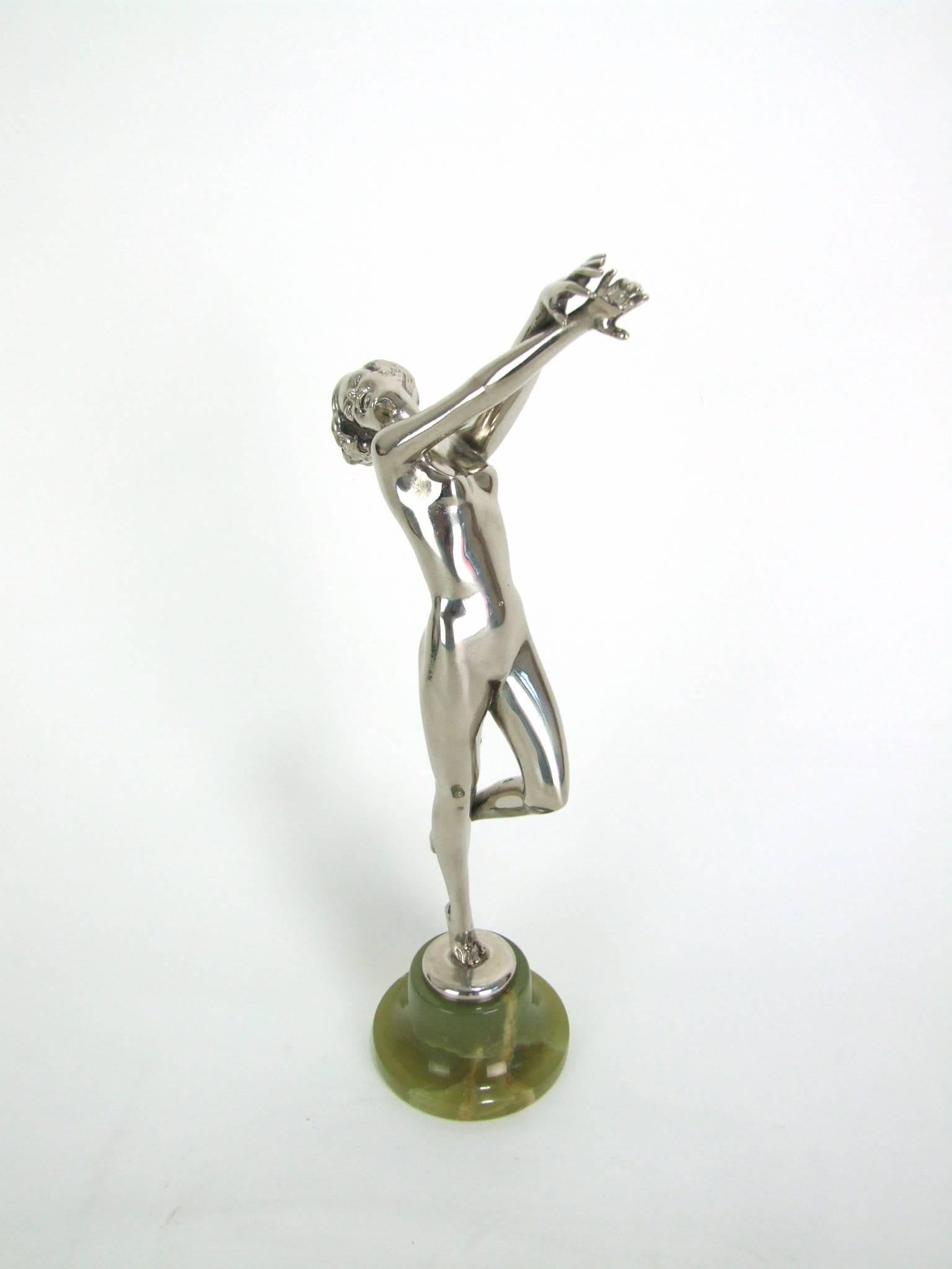 Austrian Silvered Bronze Art Deco Dancer by Lorenzl For Sale