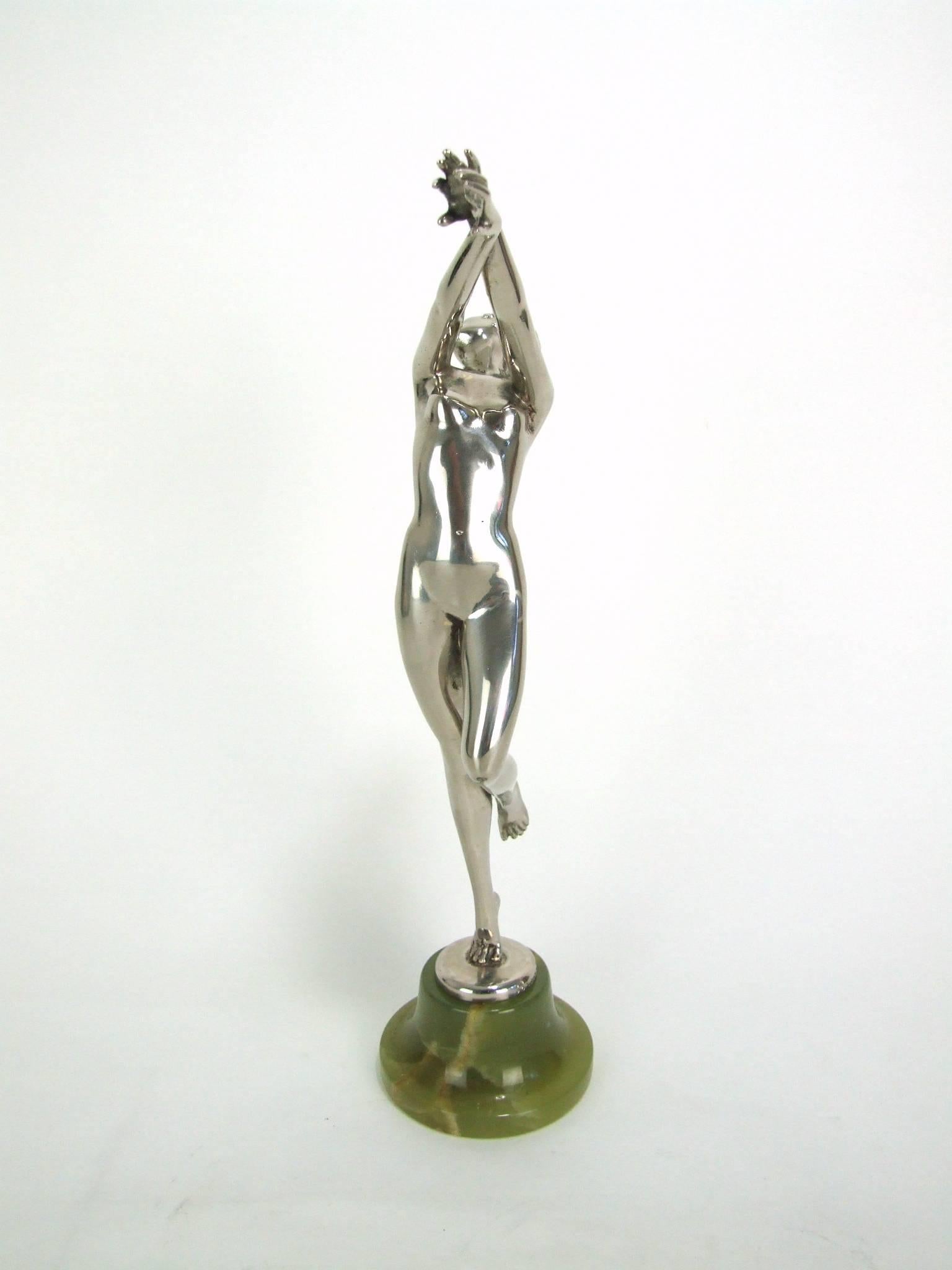Silvered Bronze Art Deco Dancer by Lorenzl In Excellent Condition For Sale In Warlingham, GB