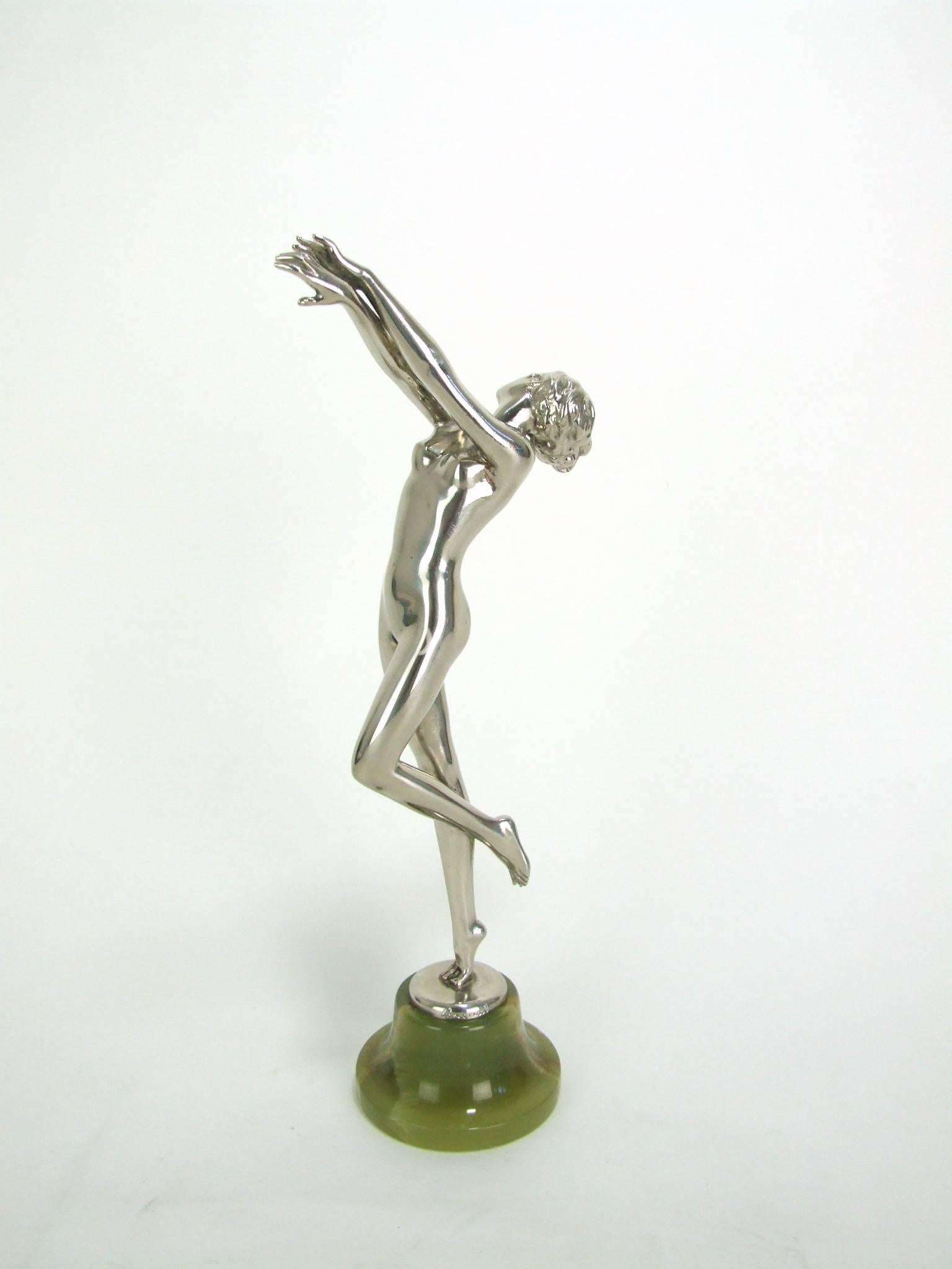 Early 20th Century Silvered Bronze Art Deco Dancer by Lorenzl For Sale