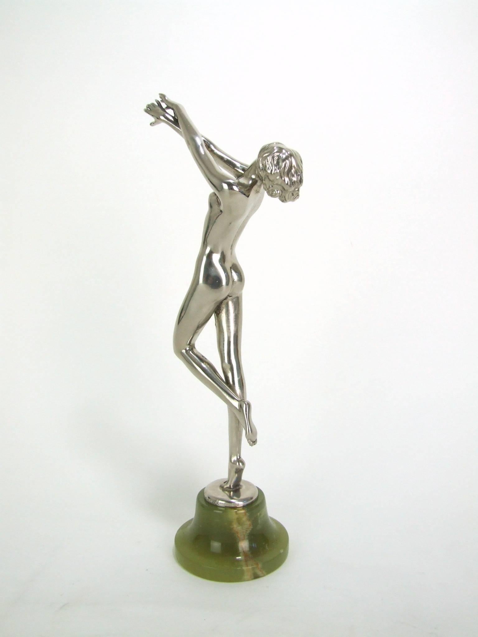 Silvered Bronze Art Deco Dancer by Lorenzl For Sale 2