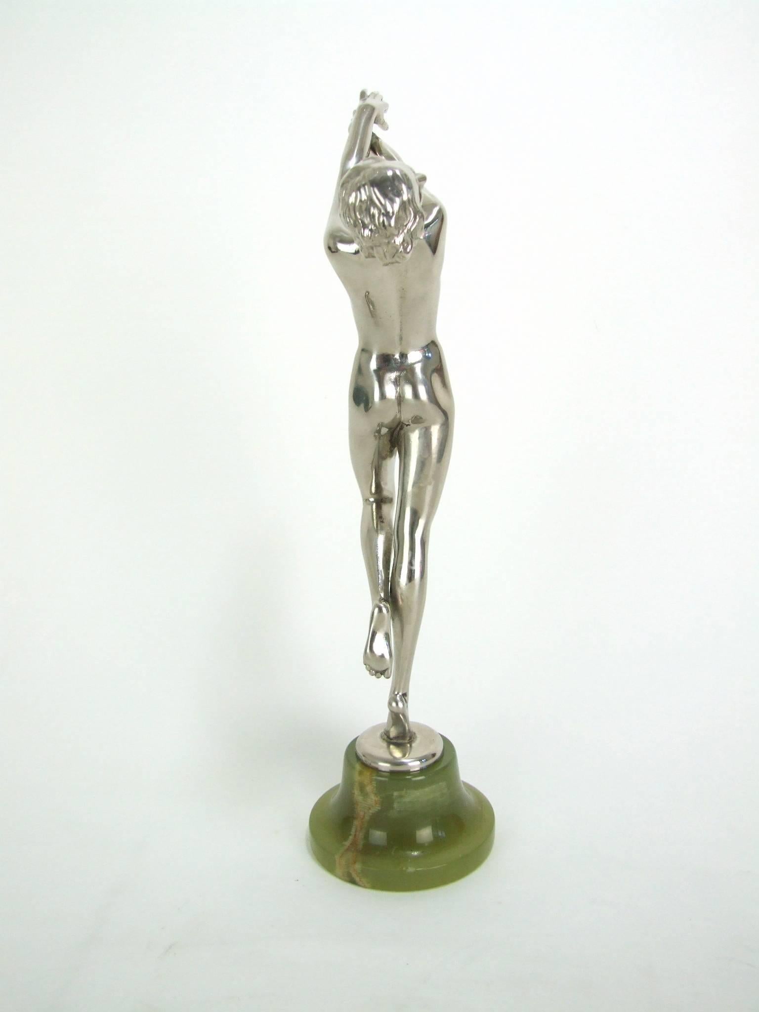 Silvered Bronze Art Deco Dancer by Lorenzl For Sale 3