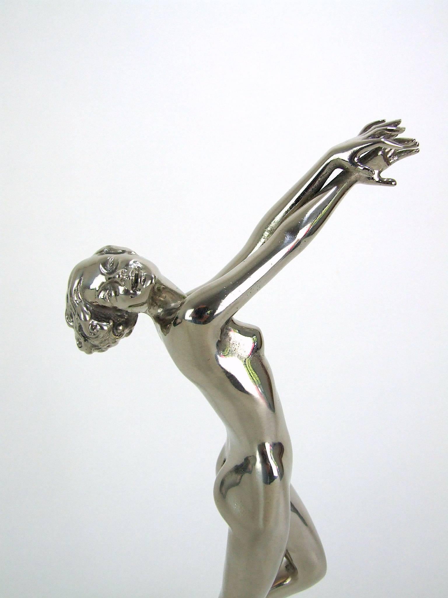 Silvered Bronze Art Deco Dancer by Lorenzl For Sale 4