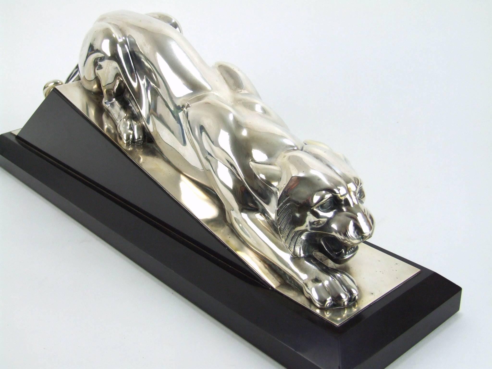 Tigre Pret a Bondir, an Art Deco Bronze and Marble Panther by Georges Lavroff For Sale 4