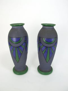 Pair of Art Deco Sun Ray Vases