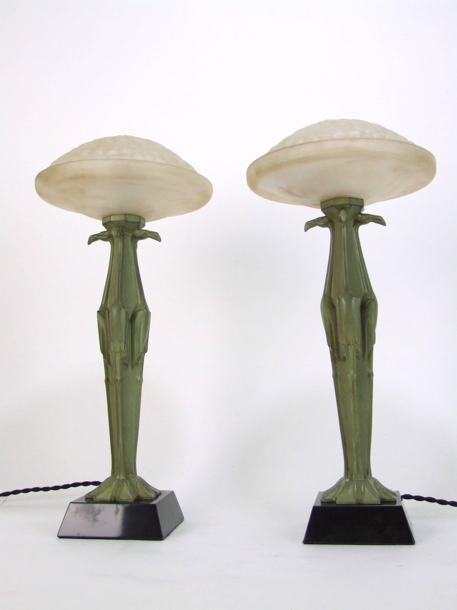 Pair of Art Deco Table Lamps by Le Verrier For Sale 2