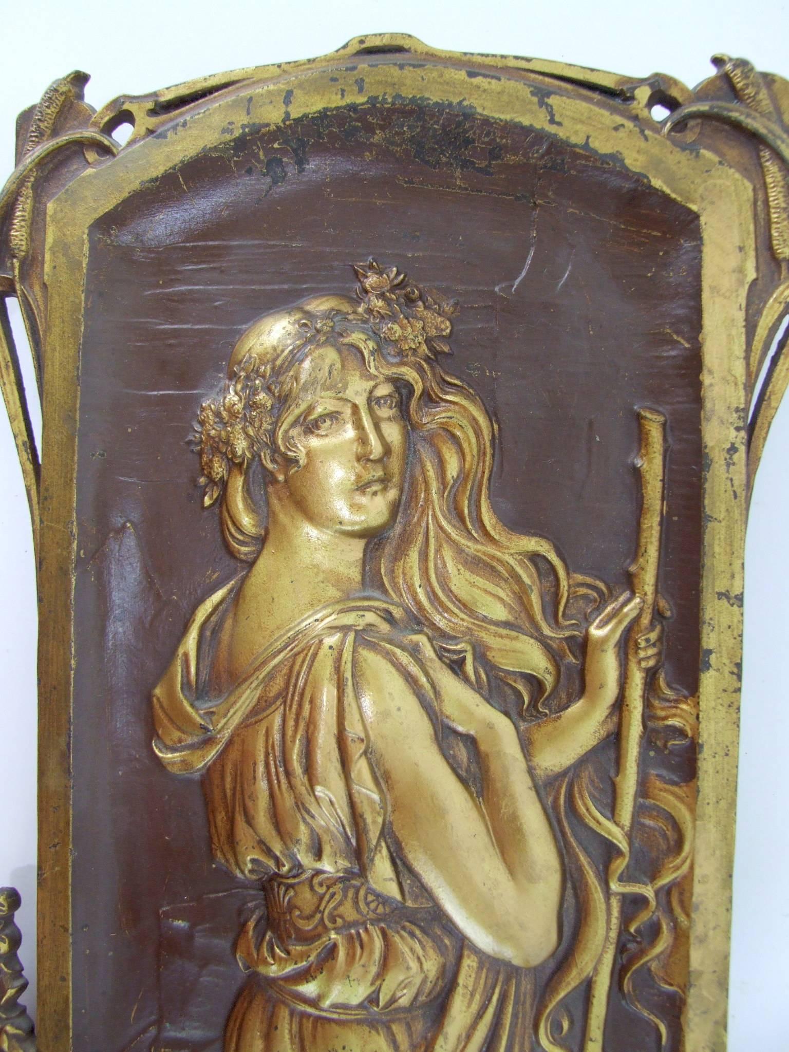 Bronze Art Nouveau Panels by Wilhelm Elster For Sale
