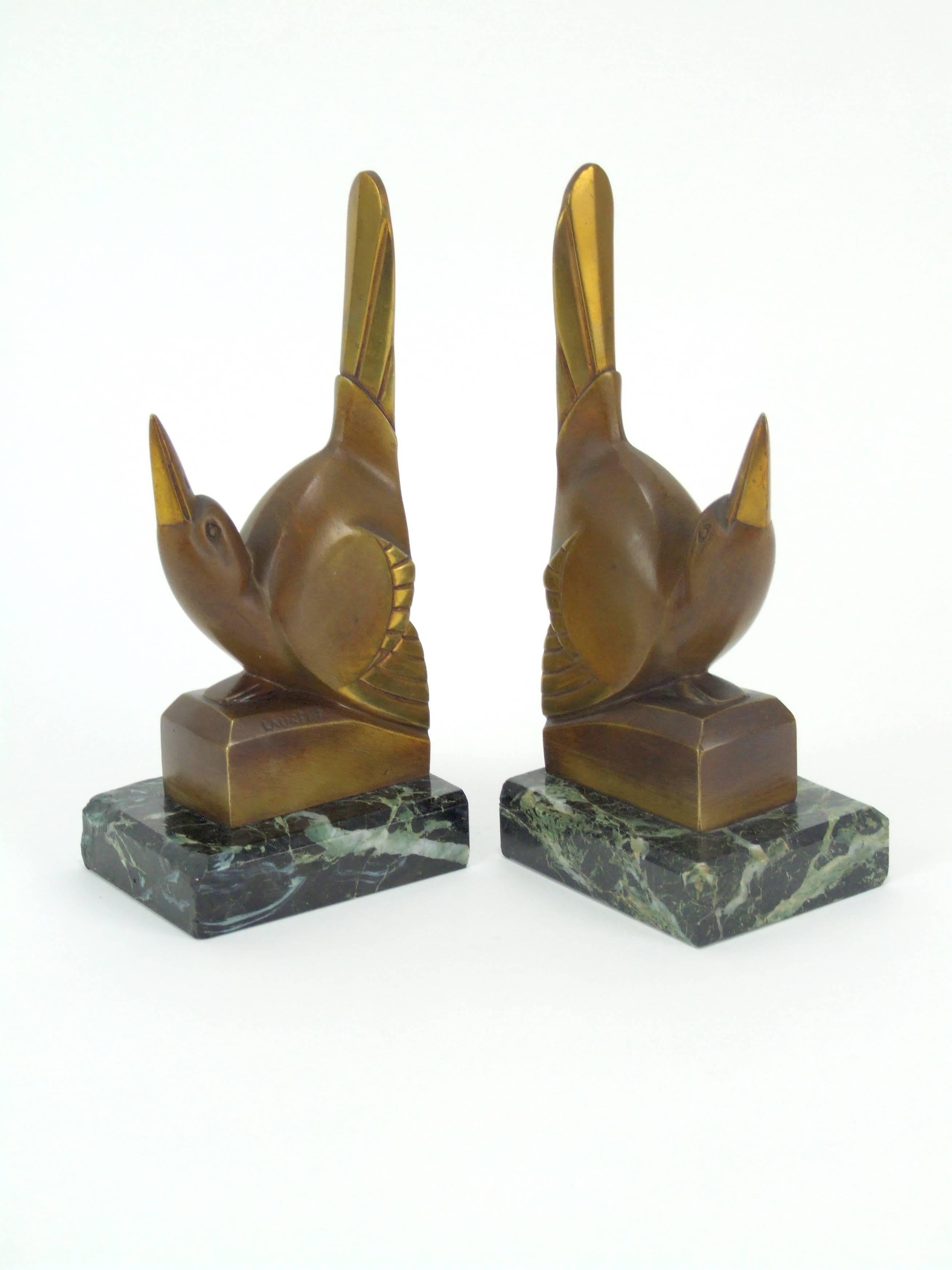 Bronze Bird Bookends by Laurent In Good Condition For Sale In Warlingham, GB