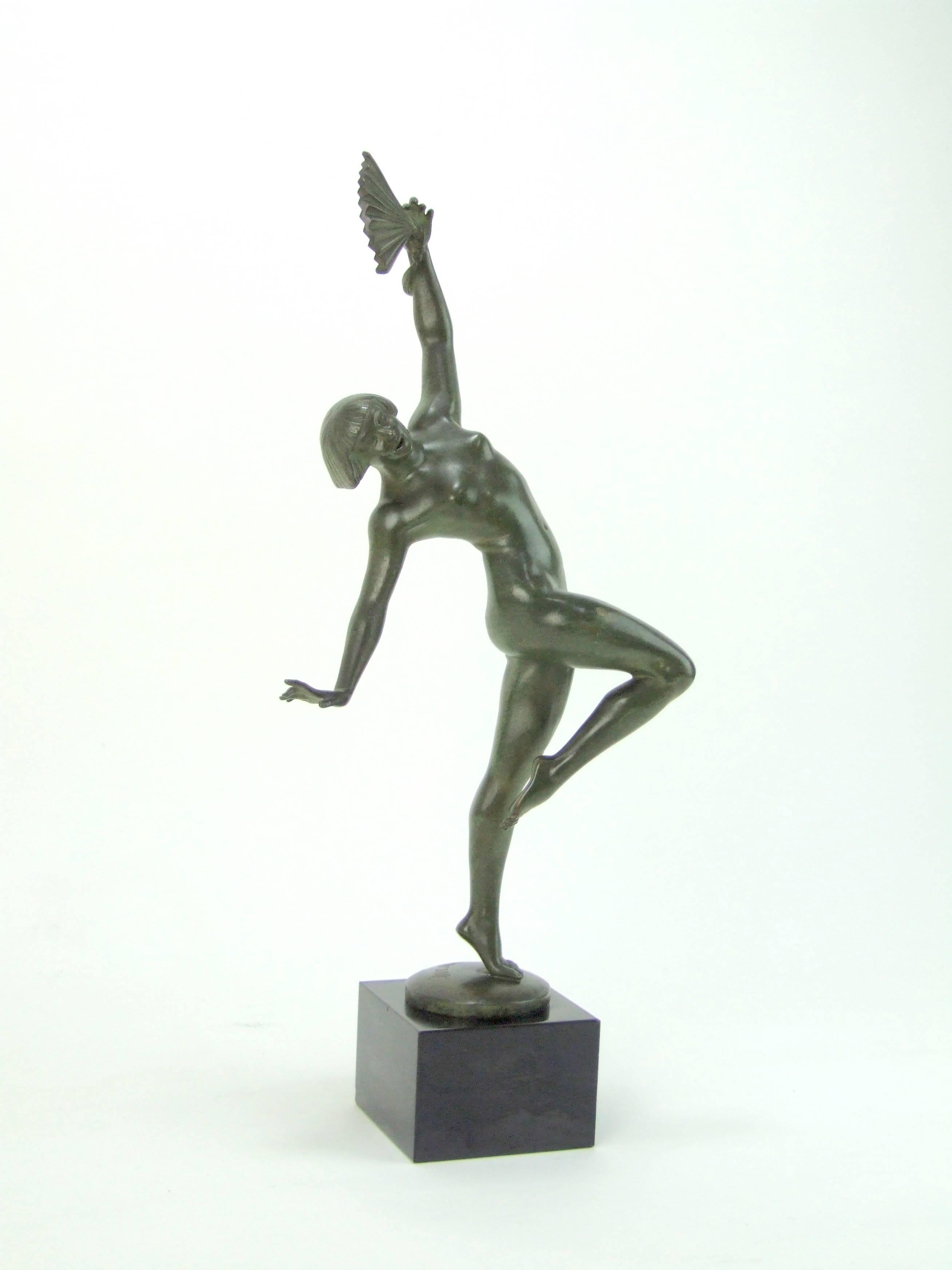 French Art Deco Bronze Dancer by Morante For Sale