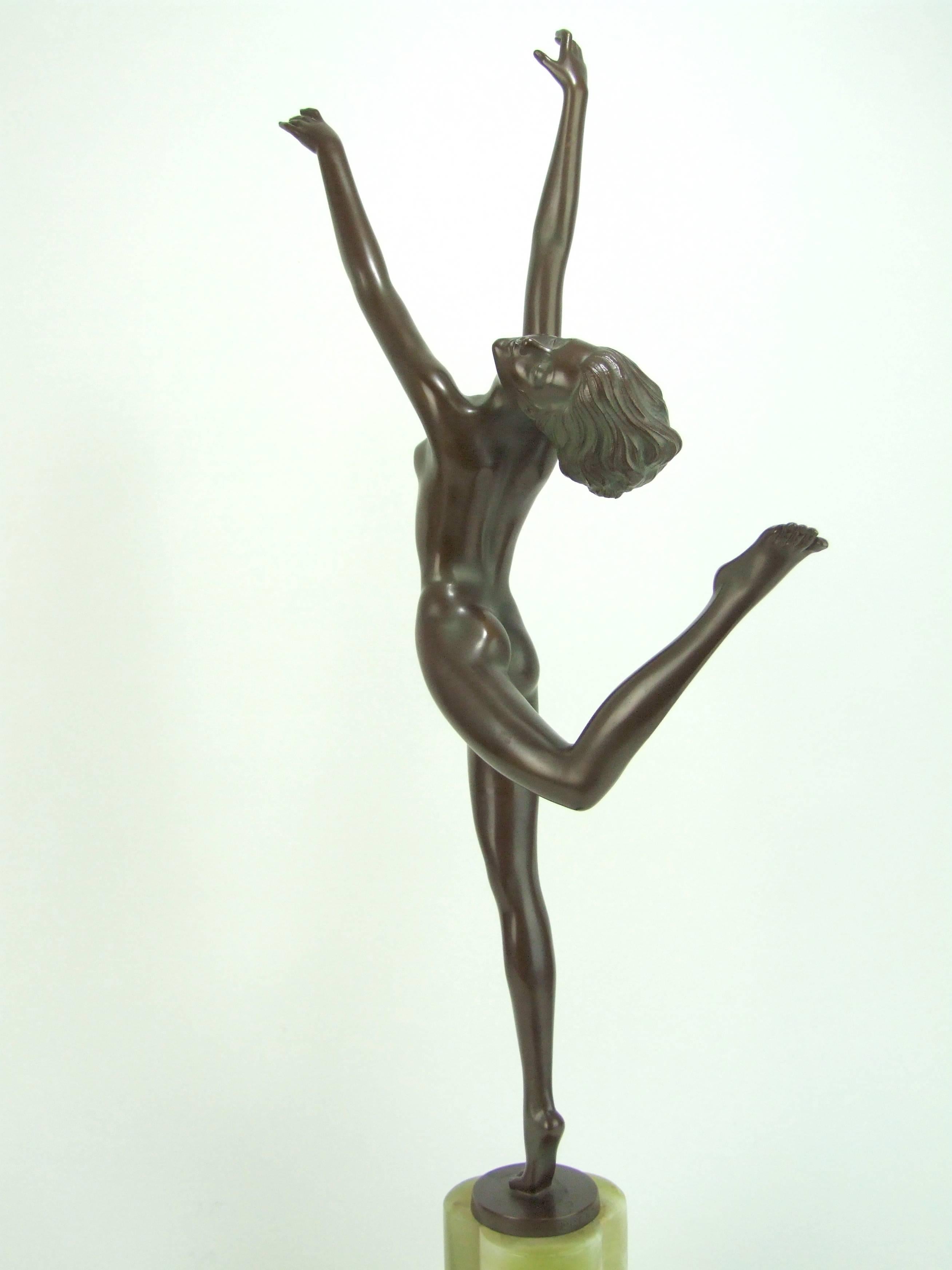 Patinated Large Nude Dancer by Lorenzl For Sale