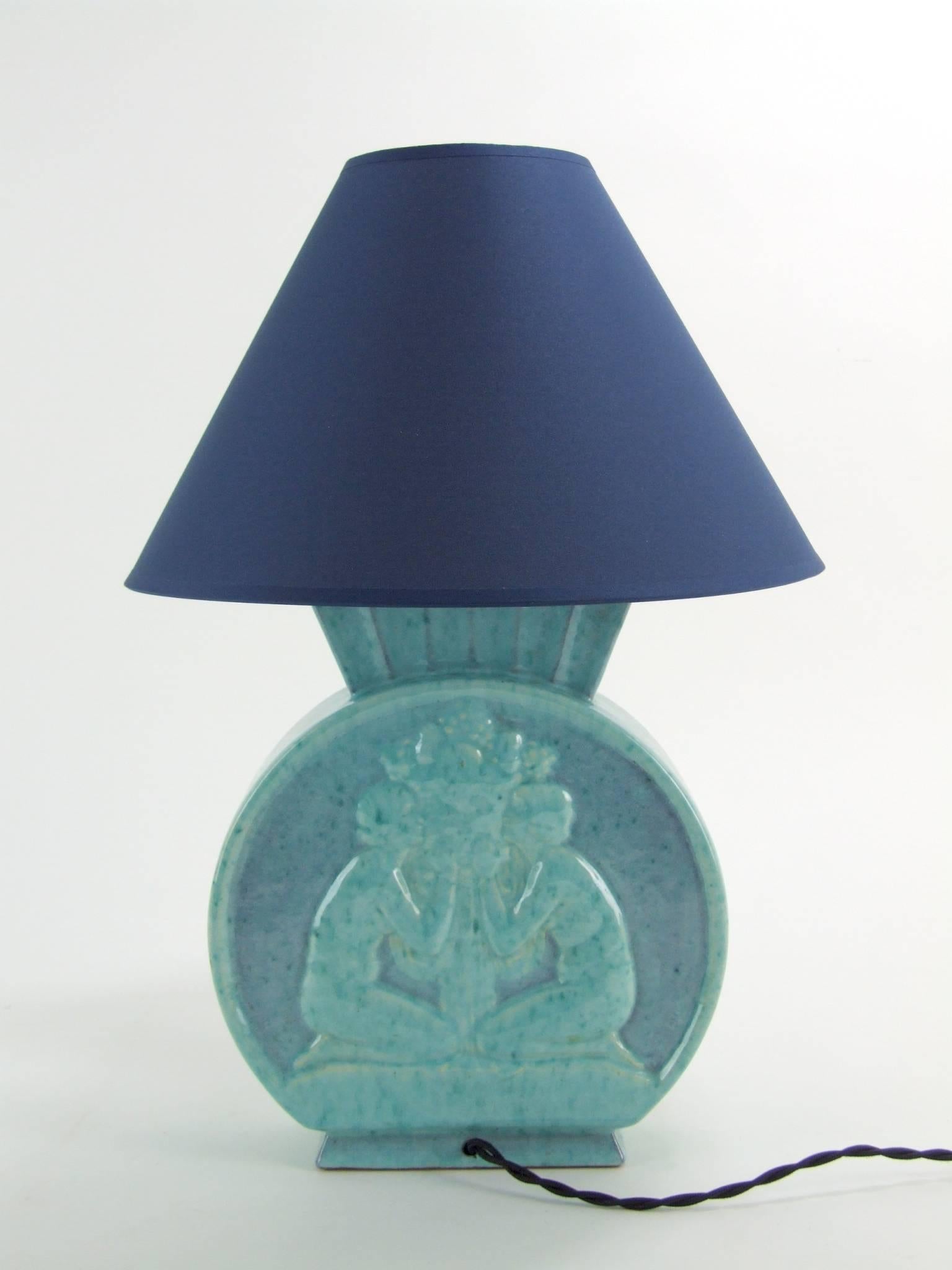 Art Deco Double Lady Lamp by Andre Fau For Sale