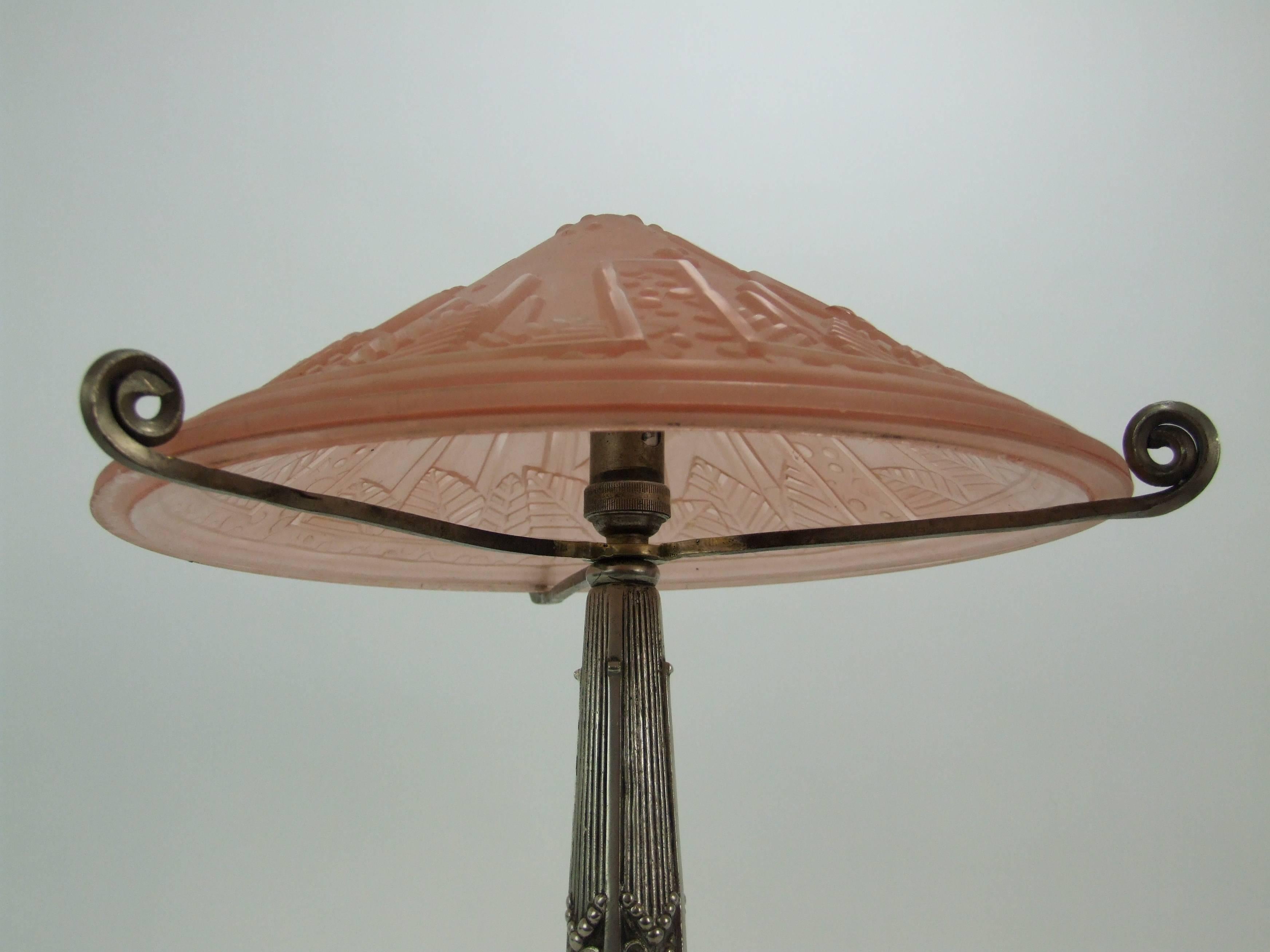 Molded Bronze Table Lamp by Muller Freres For Sale