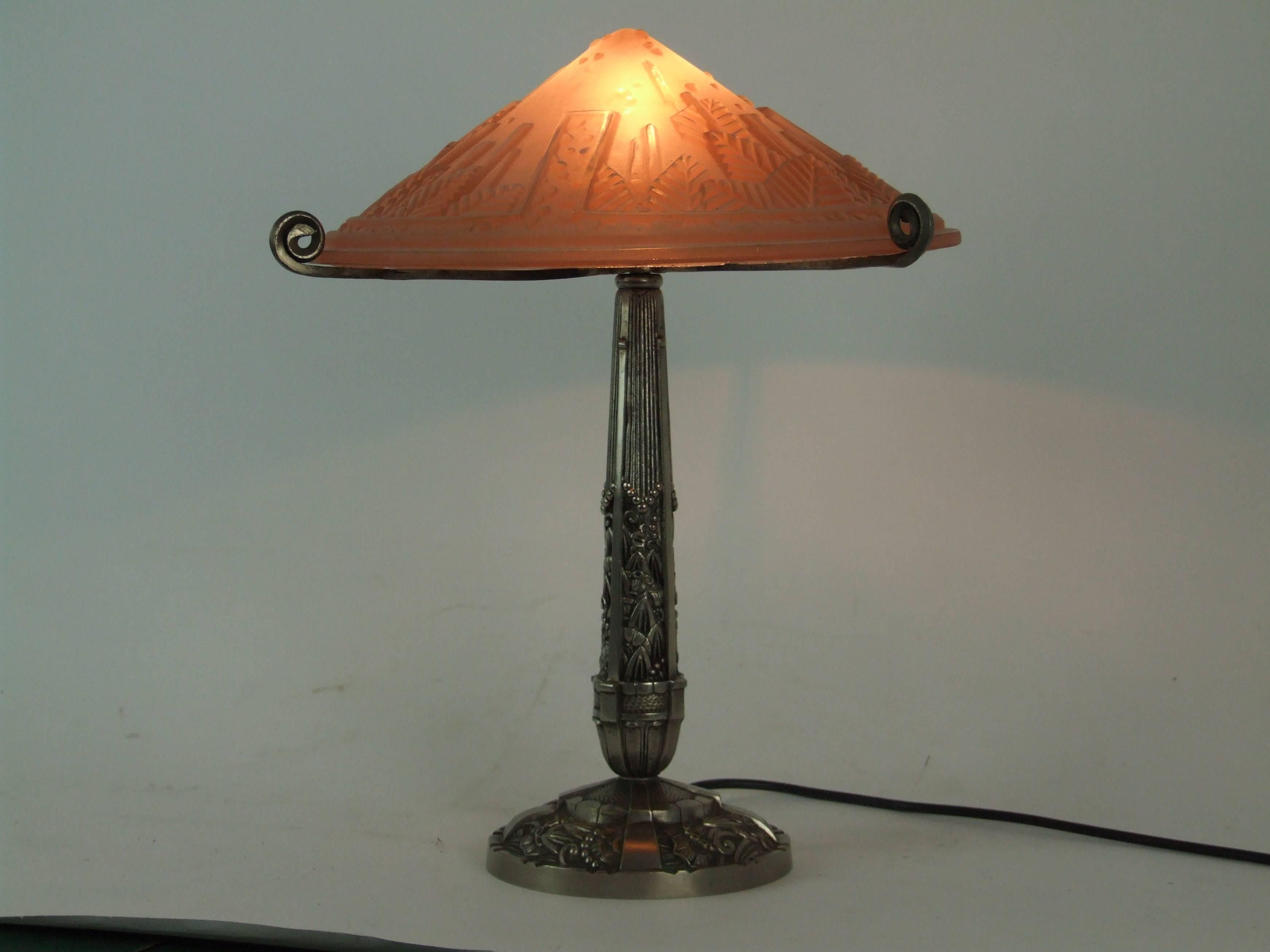 Bronze Table Lamp by Muller Freres For Sale 3