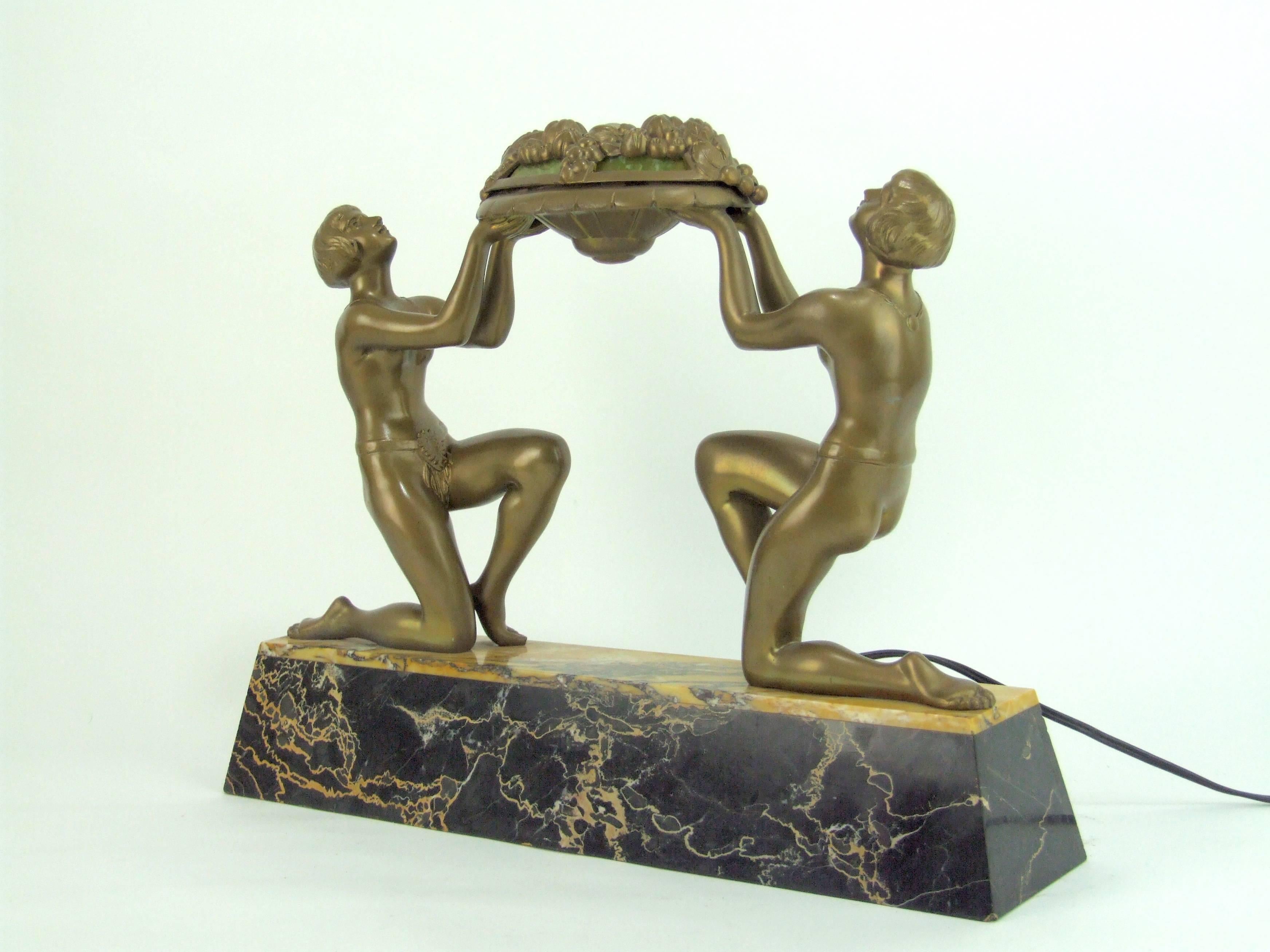 French Art Deco Figural Lamp by Limousin For Sale