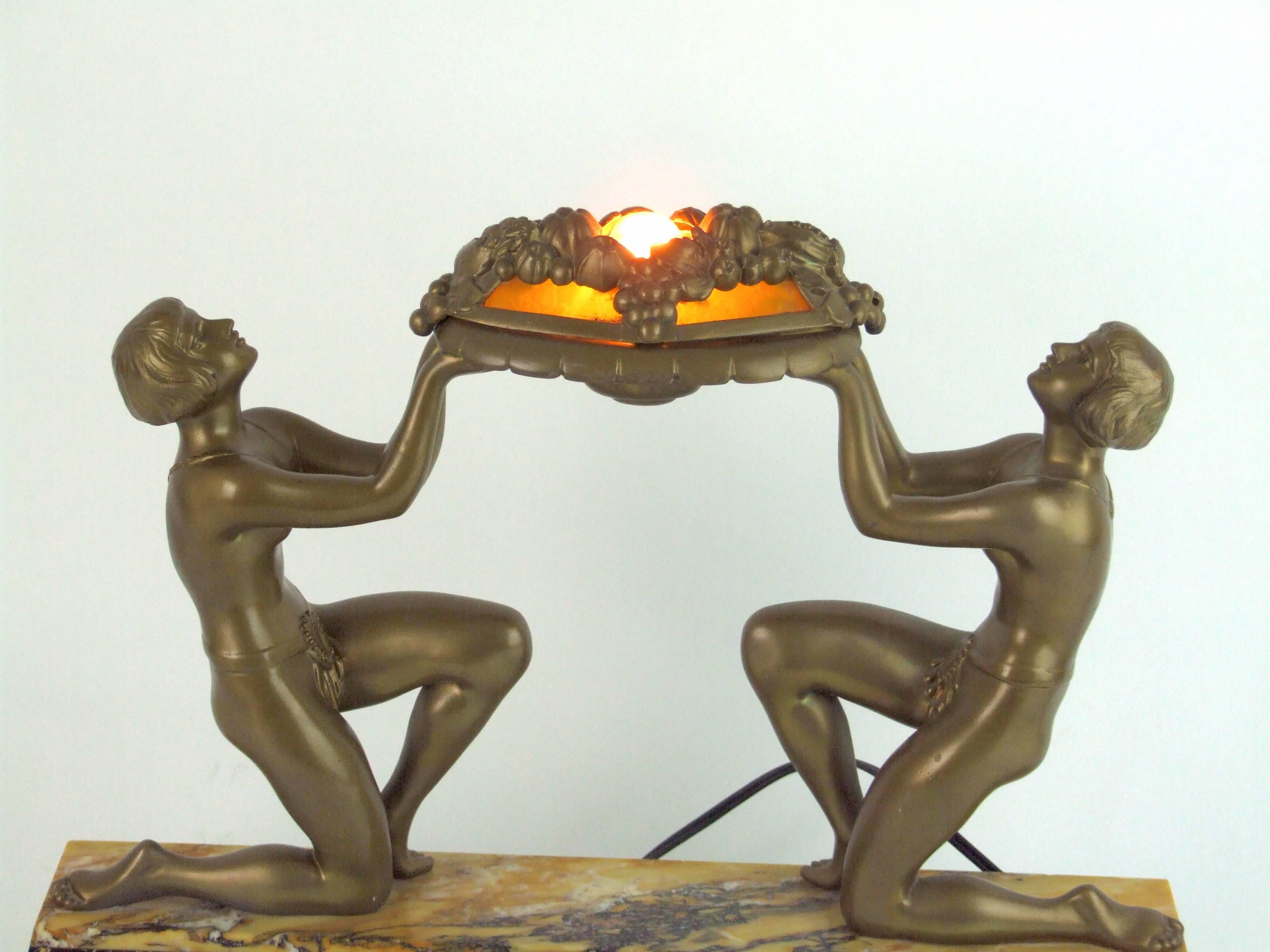 Early 20th Century Art Deco Figural Lamp by Limousin For Sale