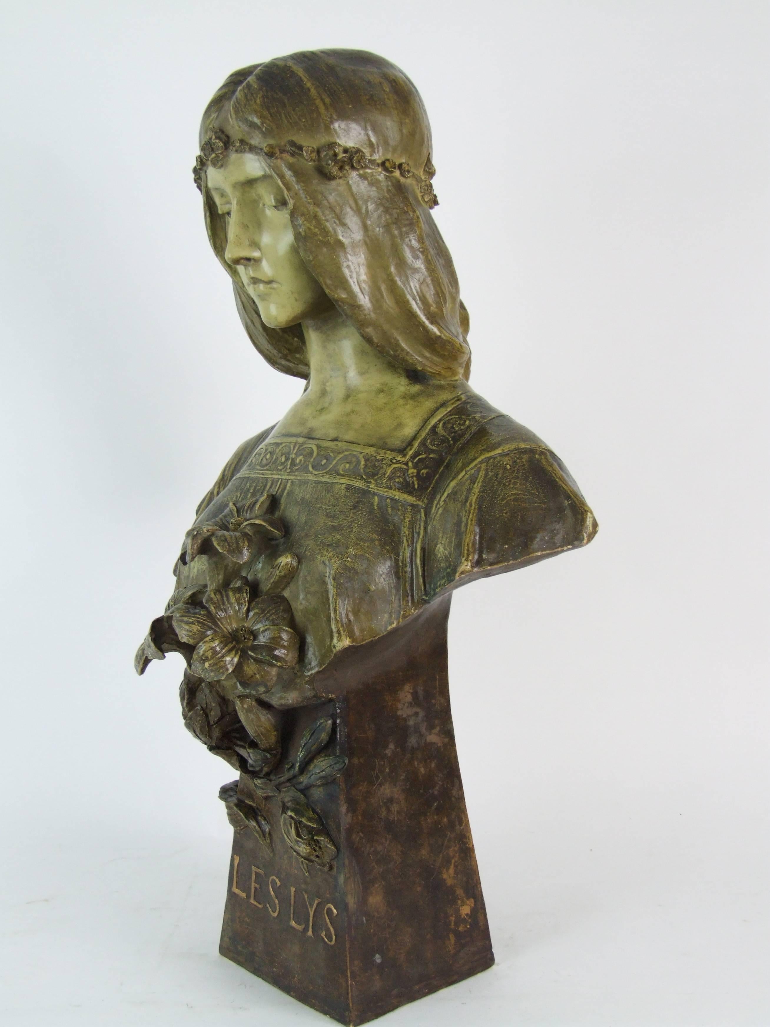 Art Nouveau Bust by Goldscheider, circa 1899 In Excellent Condition For Sale In Warlingham, GB