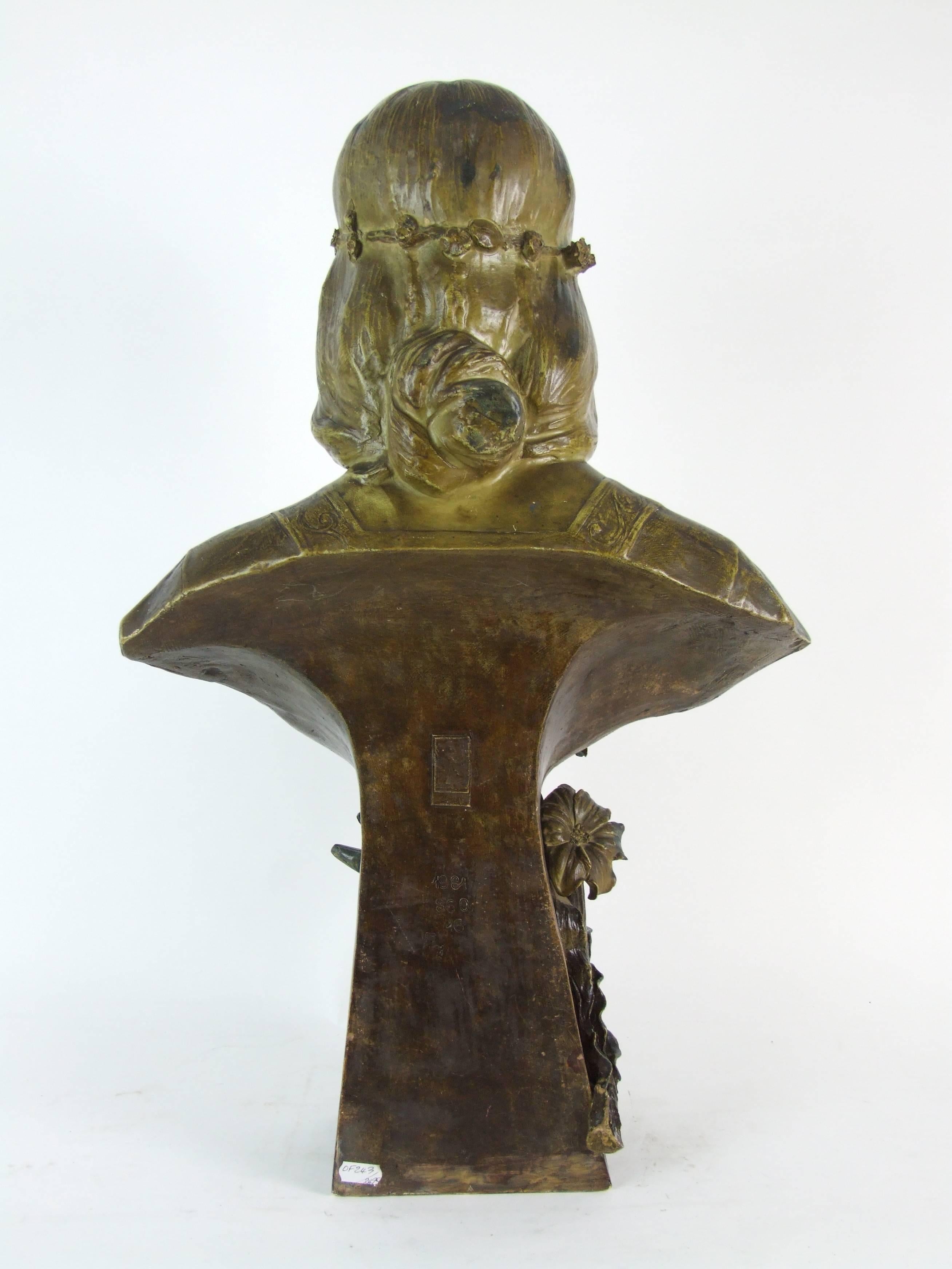 Late 19th Century Art Nouveau Bust by Goldscheider, circa 1899 For Sale
