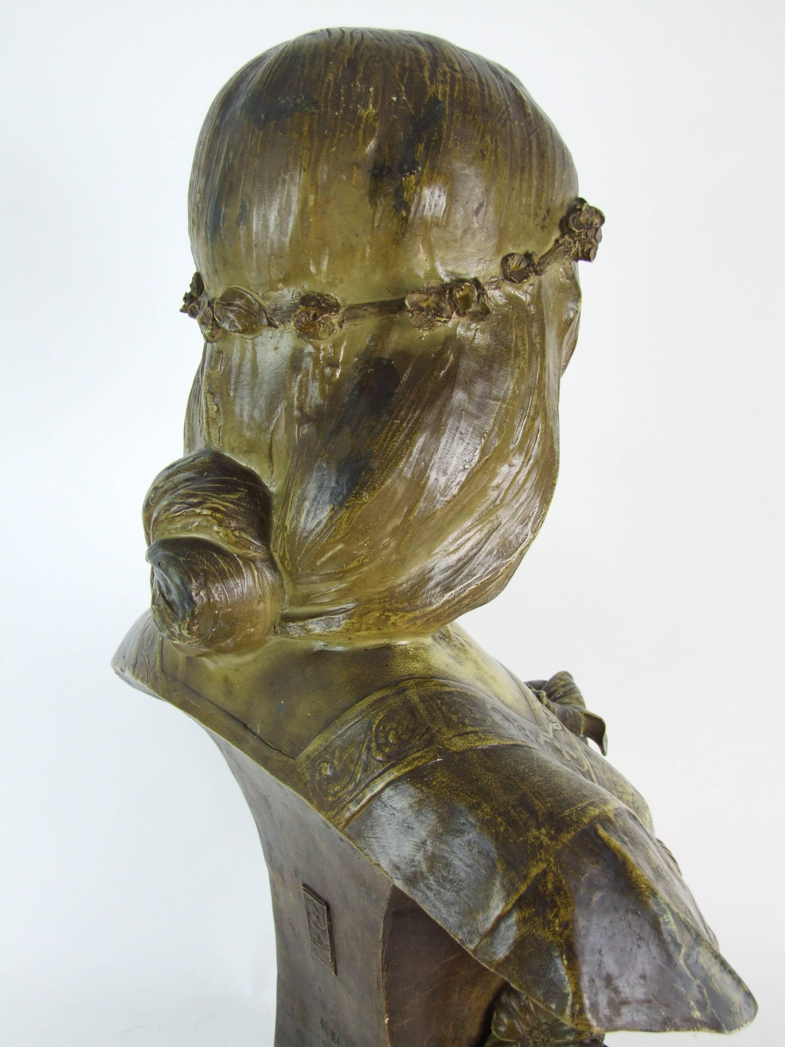Art Nouveau Bust by Goldscheider, circa 1899 For Sale 1