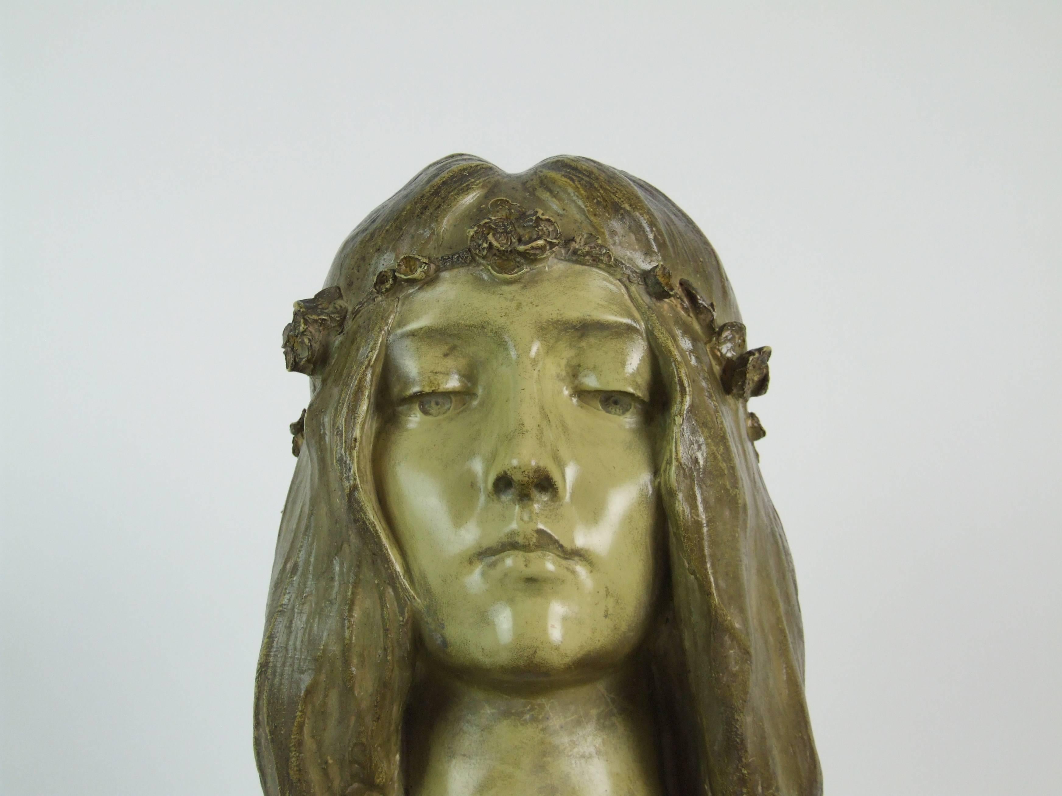 Art Nouveau Bust by Goldscheider, circa 1899 For Sale 4
