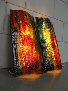 Dutch Design Tetterode Studio Brutalist Glass Wall Sconces, circa 1960