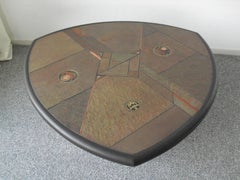 Brutalist Slate and Stone Coffee Table by Fedam Belgium, 1980s