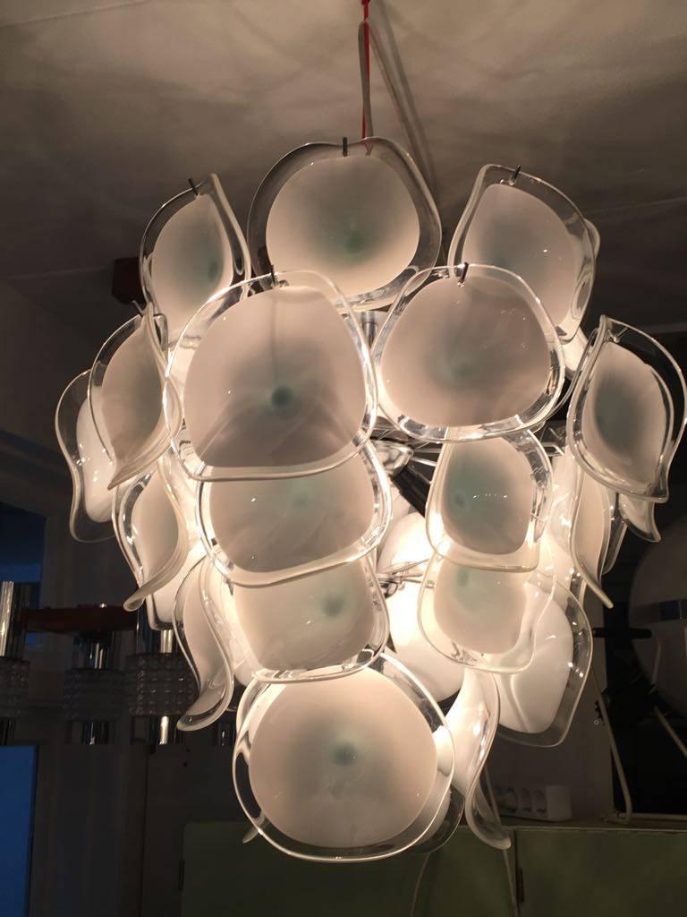 Mid-Century Modern Mazzega Murano Disc Chandelier by Gino Vistosi, 1960s In Excellent Condition In Westmaas, NL
