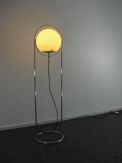 Minimalist Mid-Century Modern Tubular Moon Floor Lamp, 1960s