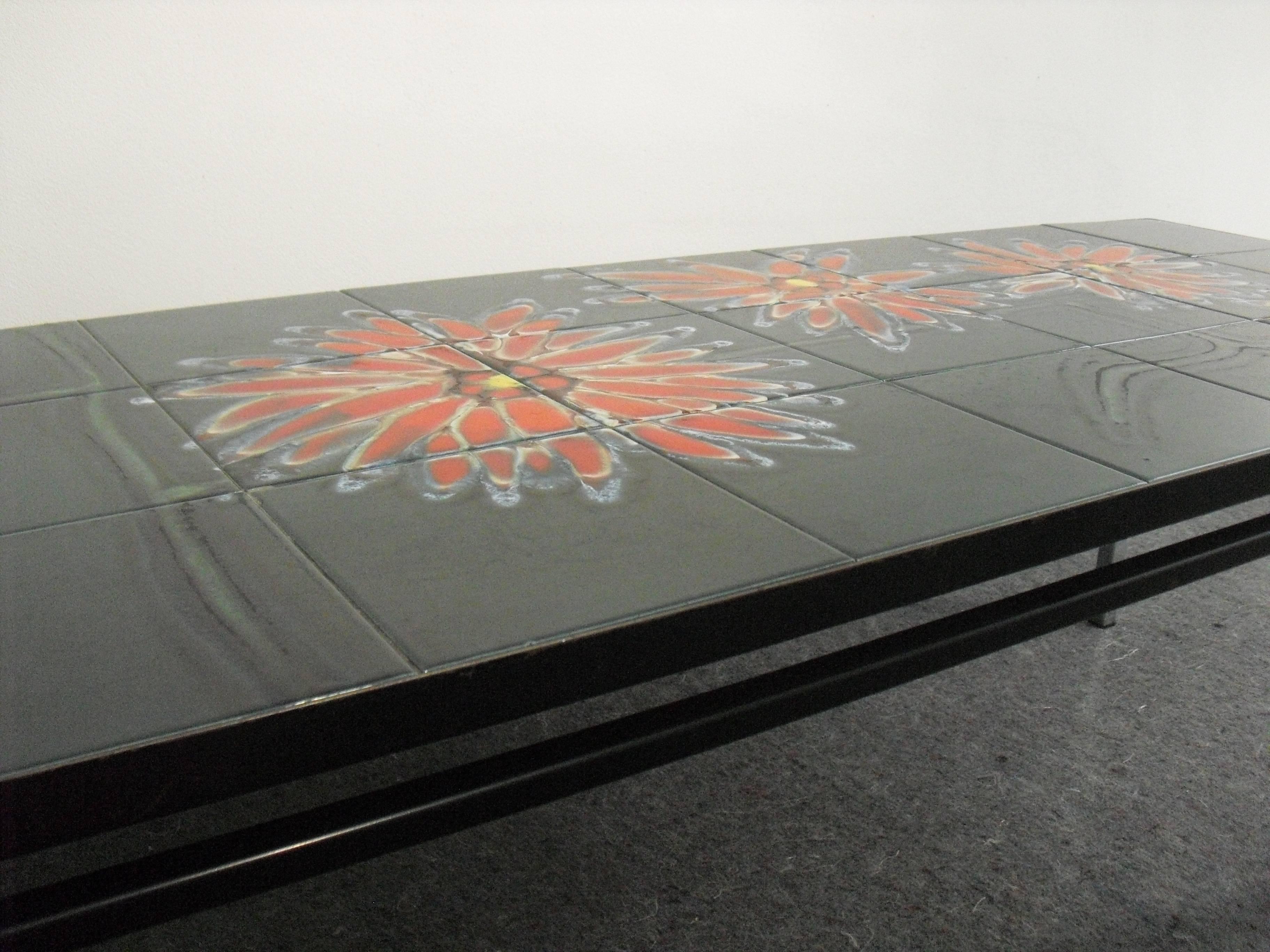 Mid-Century Modern Artistic Ceramic Tile Coffee Table by Adri Belgium, 1960s In Good Condition In Westmaas, NL