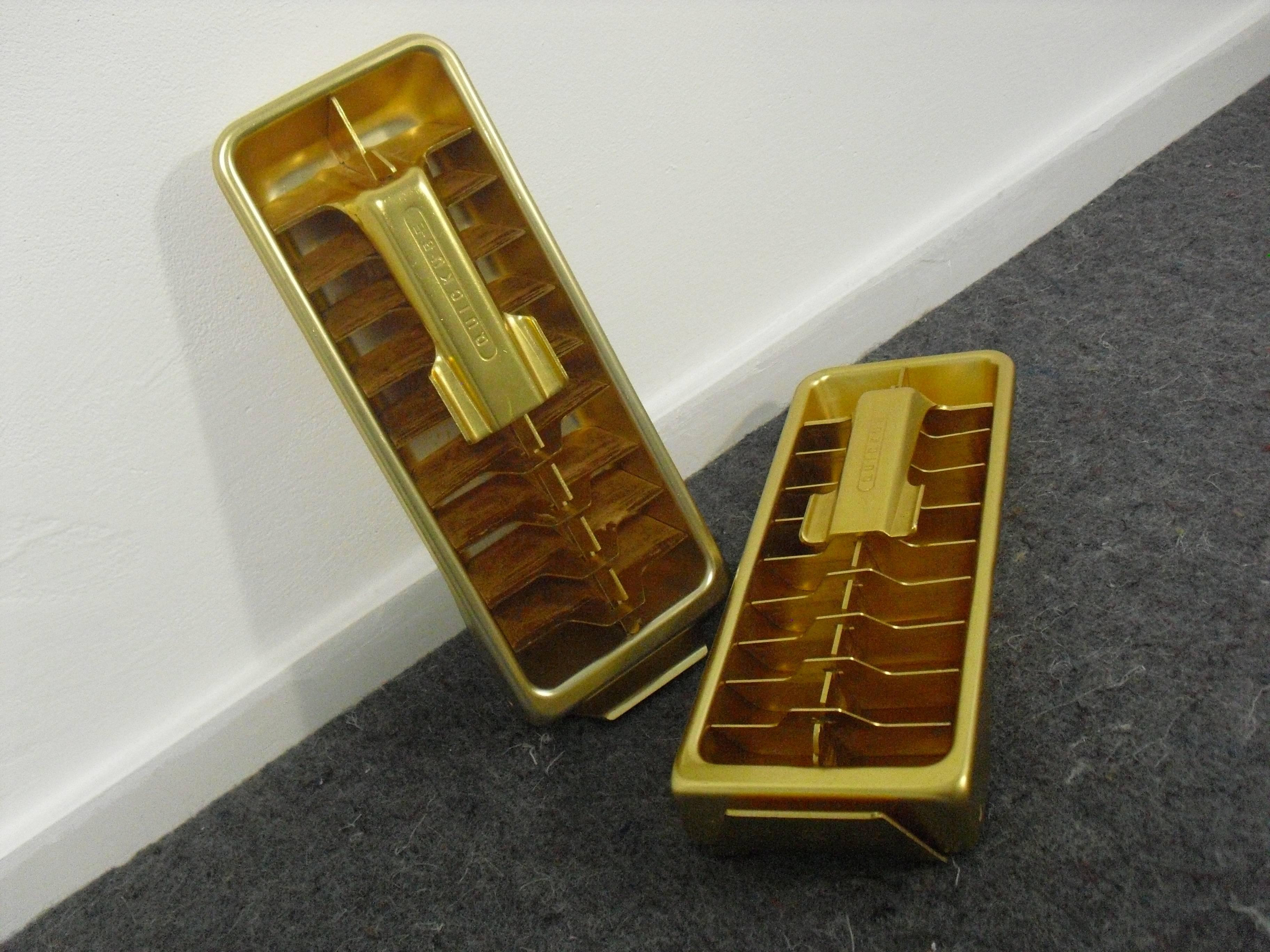 American Mid-Century Modern Gold Metal 'Quick Ice' Ice Cube Tray's 1950s 4