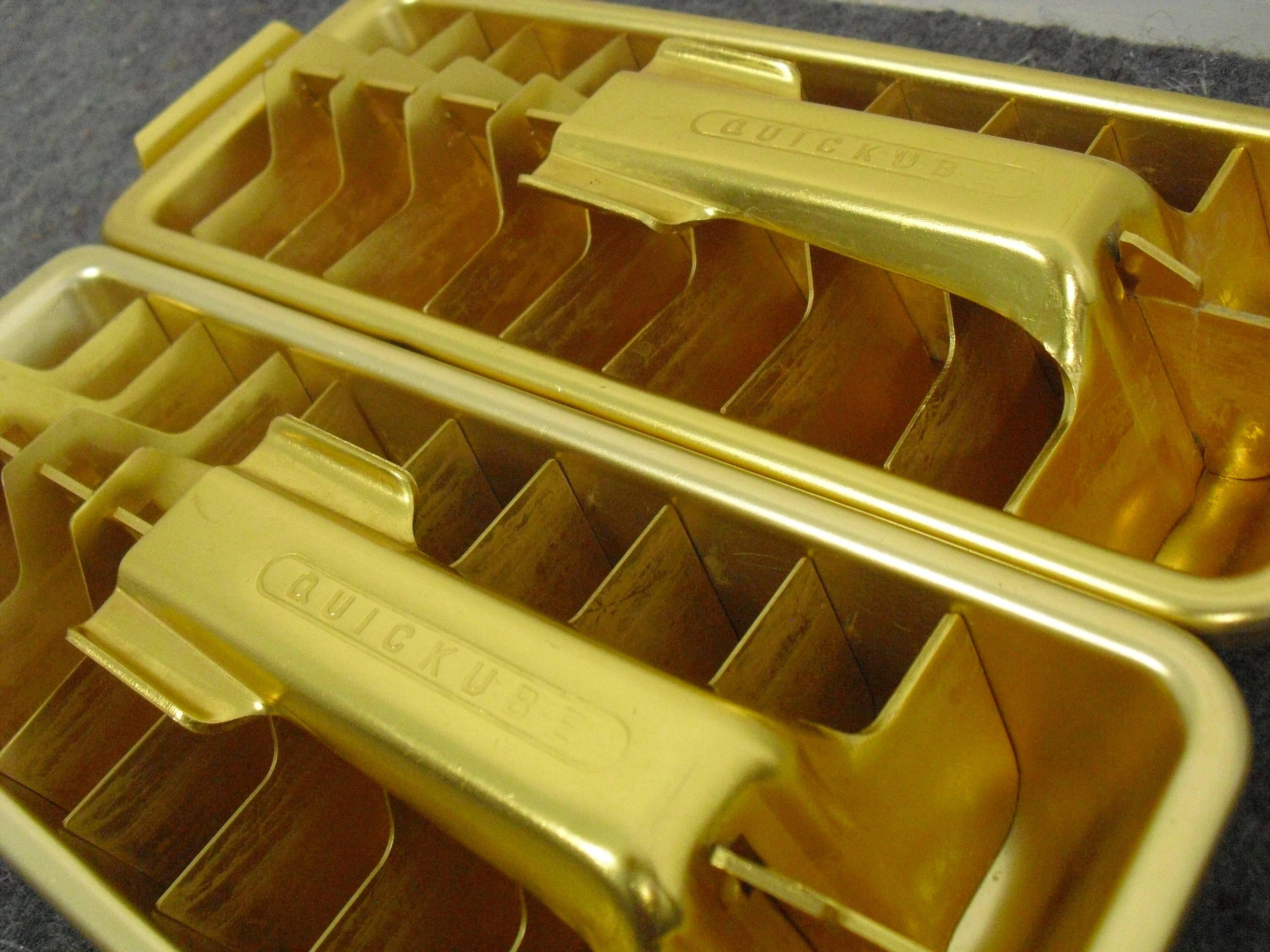 American Mid-Century Modern Gold Metal 'Quick Ice' Ice Cube Tray's 1950s 1