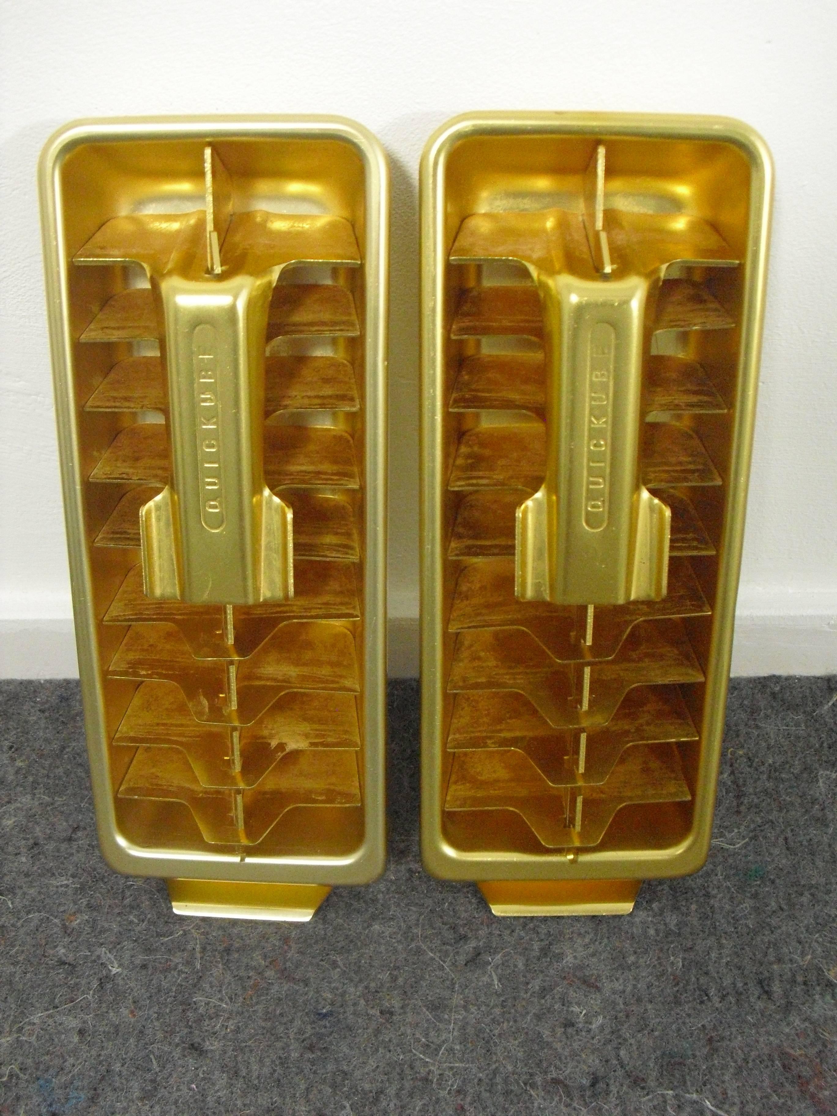 American Mid-Century Modern Gold Metal 'Quick Ice' Ice Cube Tray's 1950s 3
