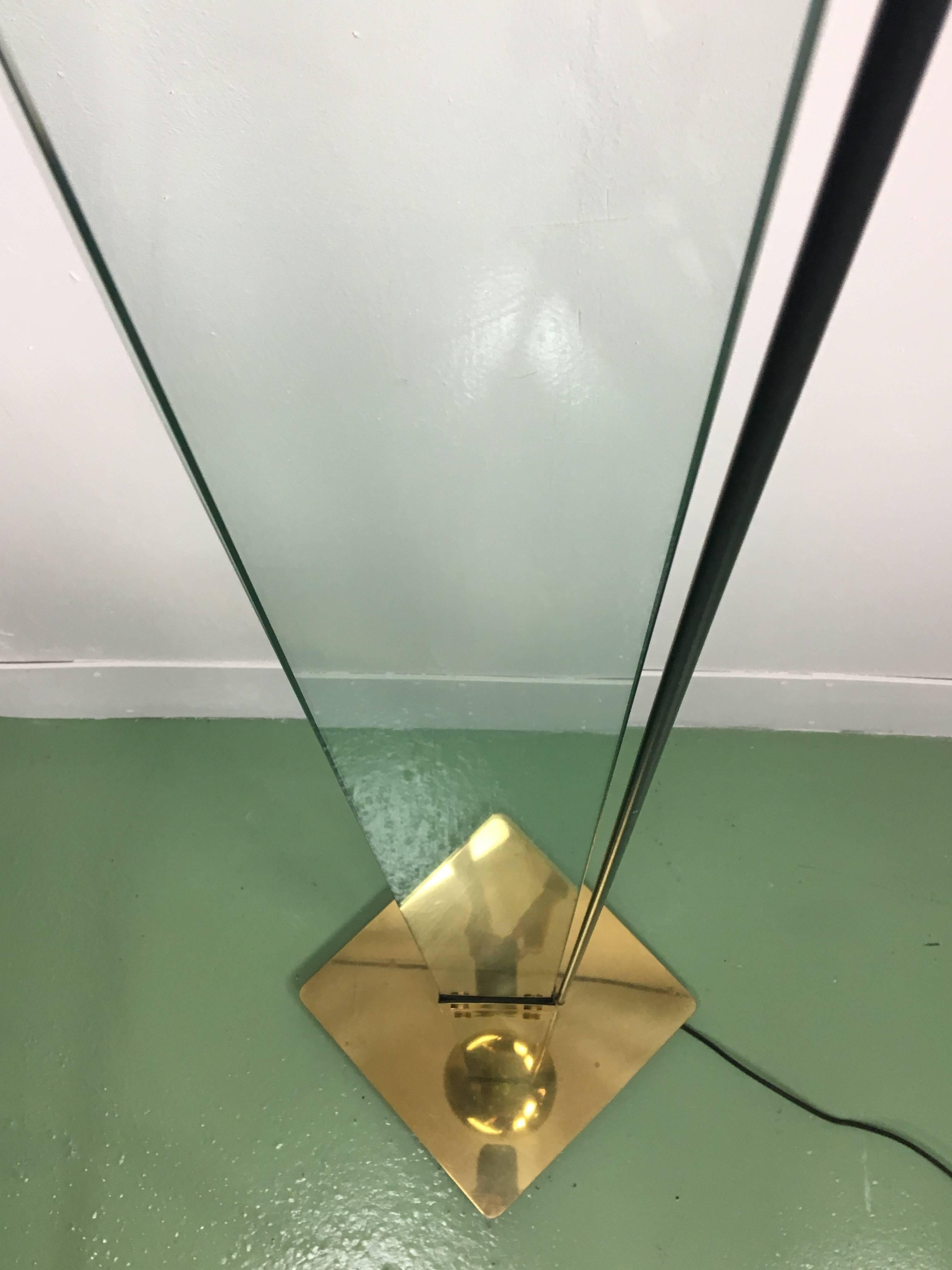 Italian Lamperti Brass and Glass Laser Floor Lamp by Max Baguara, 1980s 2