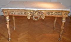 Freestanding Russian Giltwood Louis XVI Table with a Marble Top