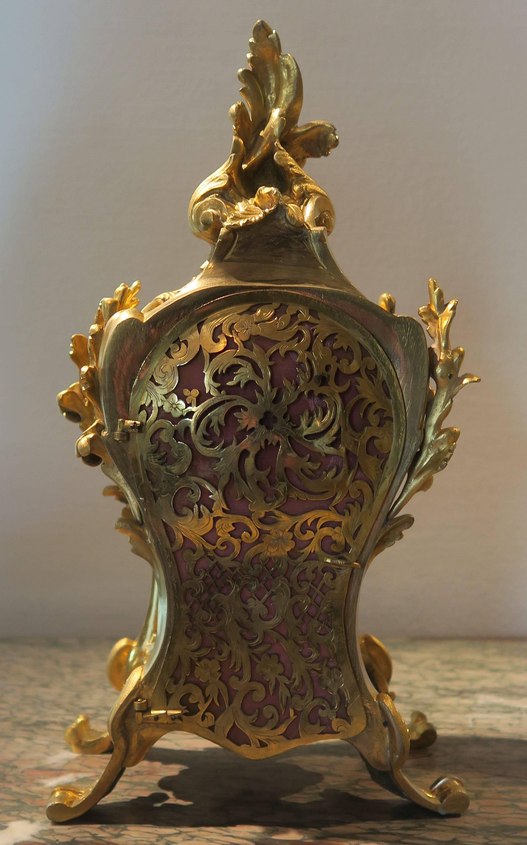 Giltbronze Rococo Mantle Clock  In Excellent Condition For Sale In Stockholm, SE