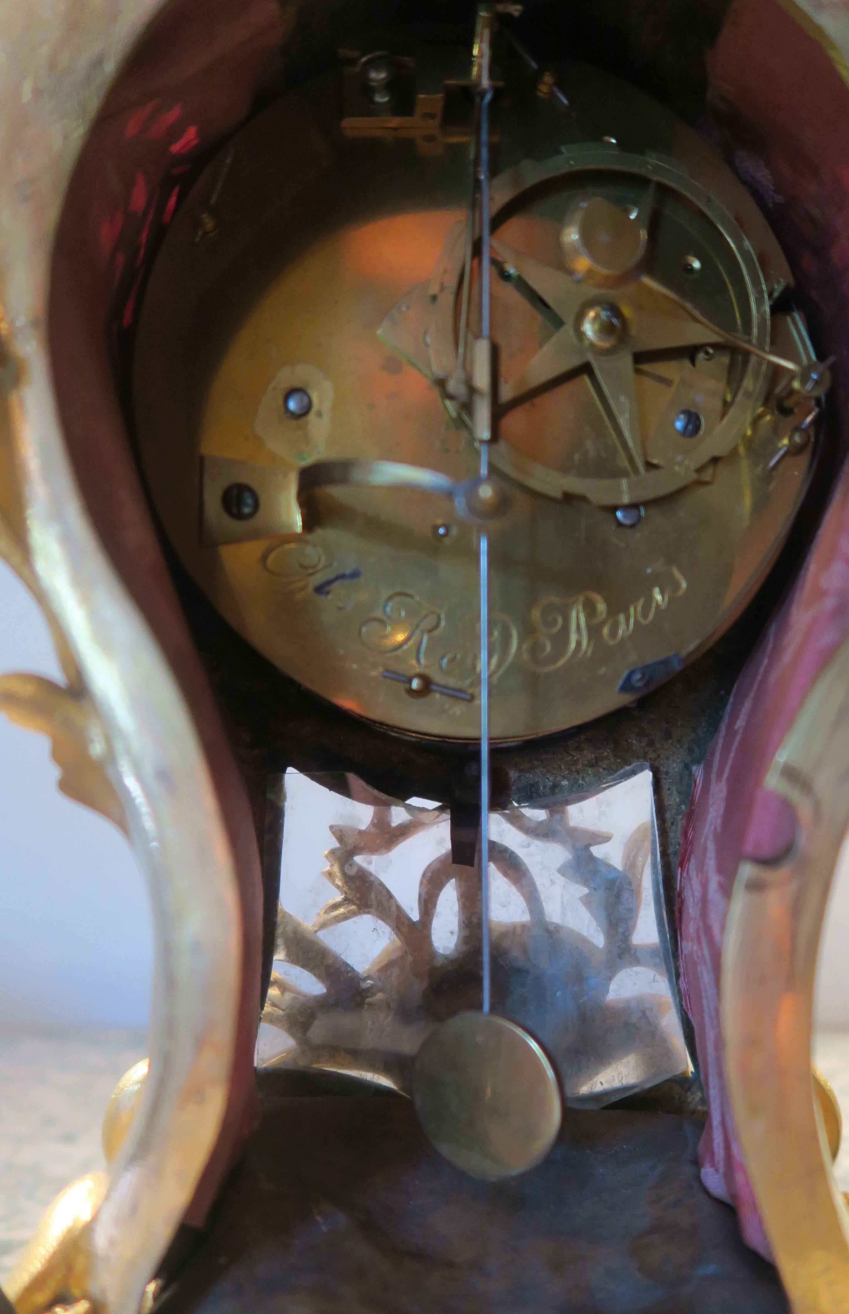 Bronze Giltbronze Rococo Mantle Clock  For Sale